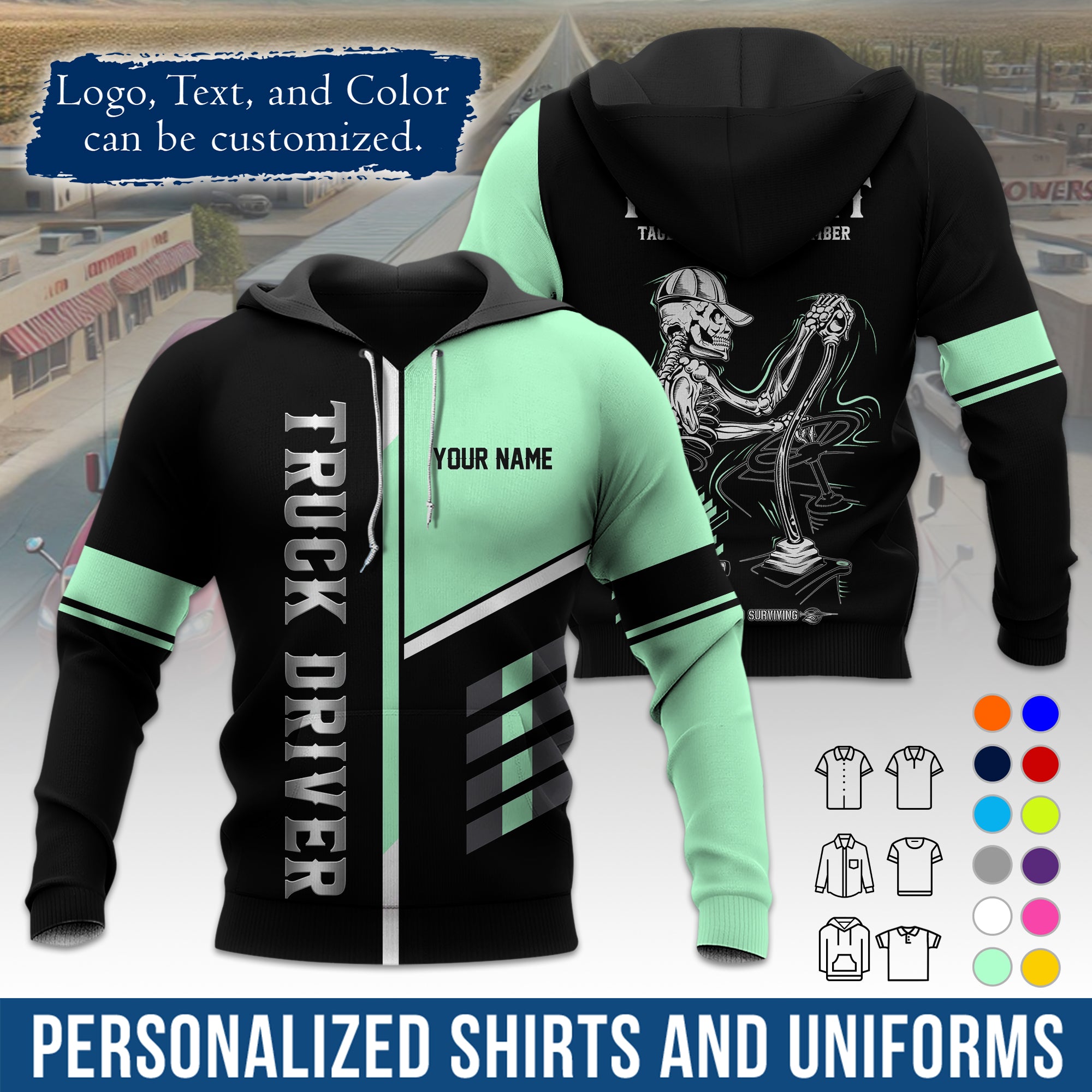 Custom Hoodie Uniform for Semi Truck Drivers, Add Your Company Logo, Text & Phone Number HD07