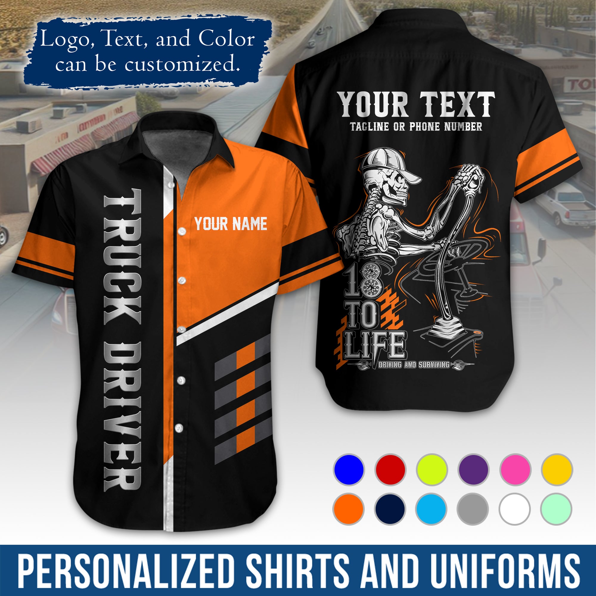 Personalized Semi Truck Hawaiian Shirt, Custom Photo, Logo, & Trucking Company Info HW07