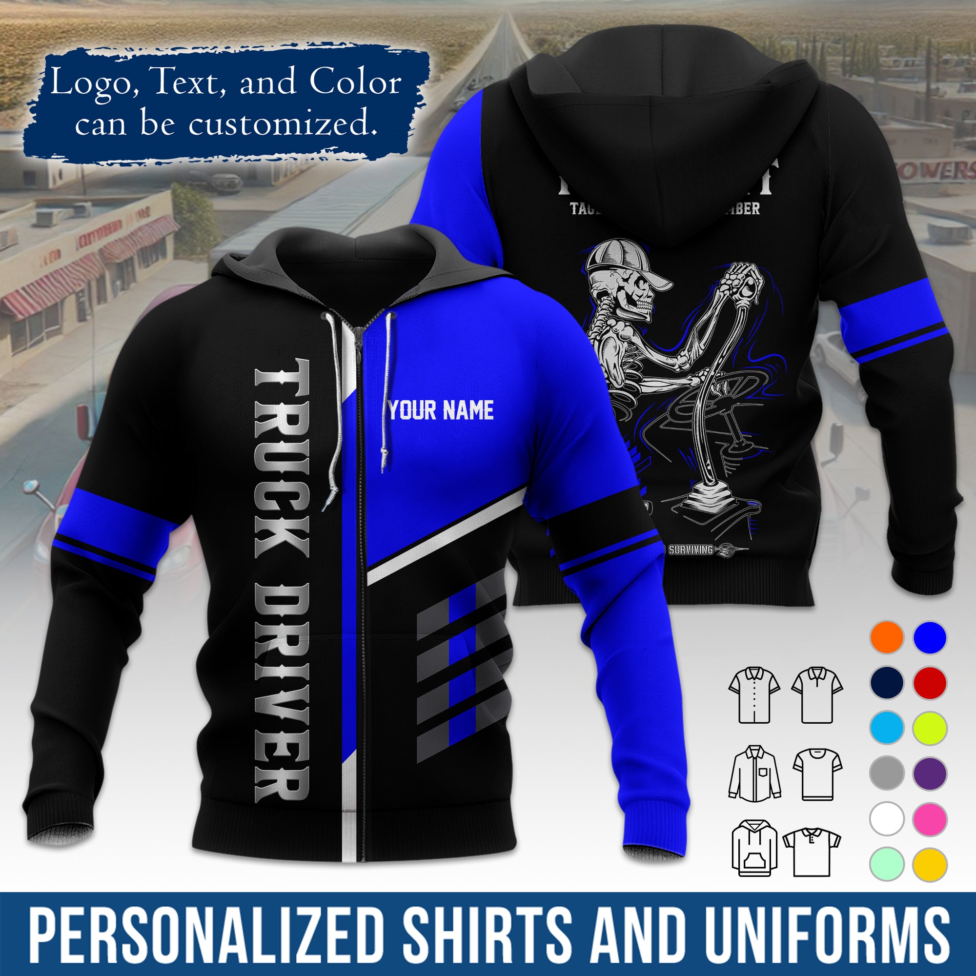 Custom Hoodie Uniform for Semi Truck Drivers, Add Your Company Logo, Text & Phone Number HD07