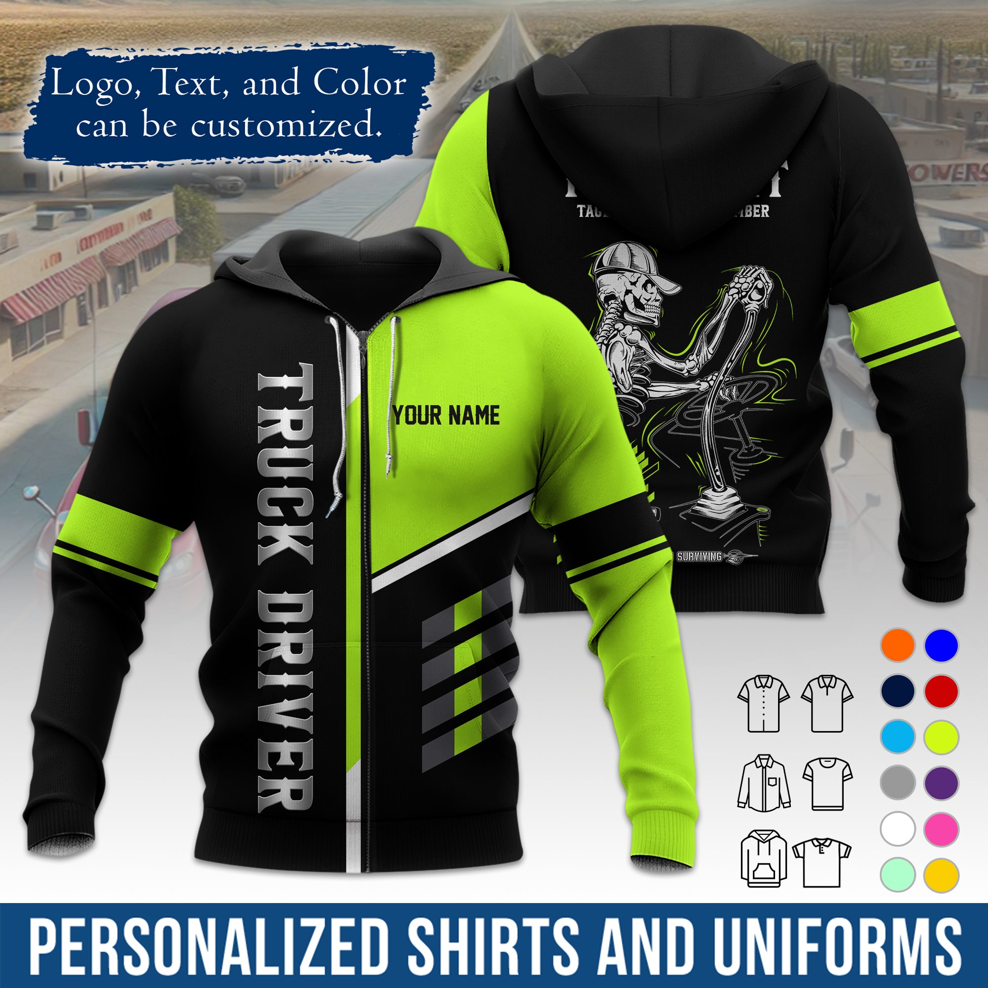 Custom Hoodie Uniform for Semi Truck Drivers, Add Your Company Logo, Text & Phone Number HD07