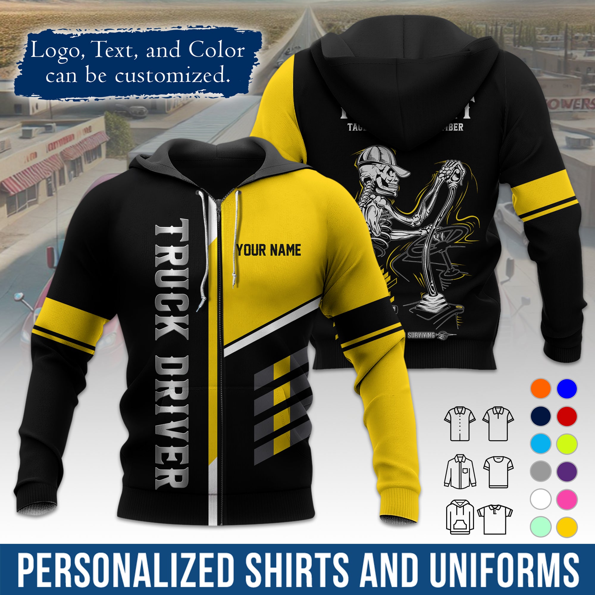 Custom Hoodie Uniform for Semi Truck Drivers, Add Your Company Logo, Text & Phone Number HD07