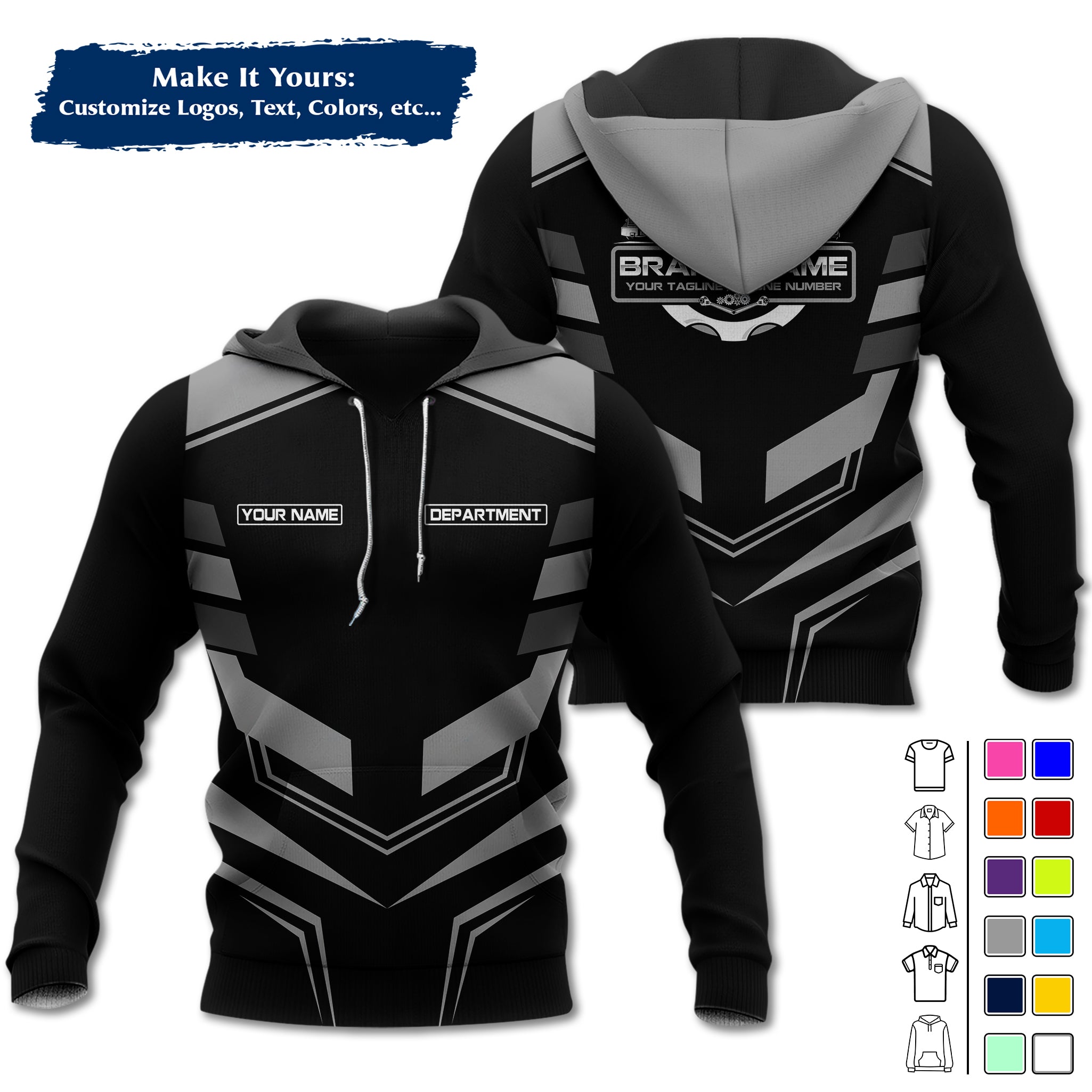 Custom Mechanic Work Hoodie Add Your Garage Logo, Name & Contact Info, Personalized Auto Repair Uniform Hoodie MCNHD05