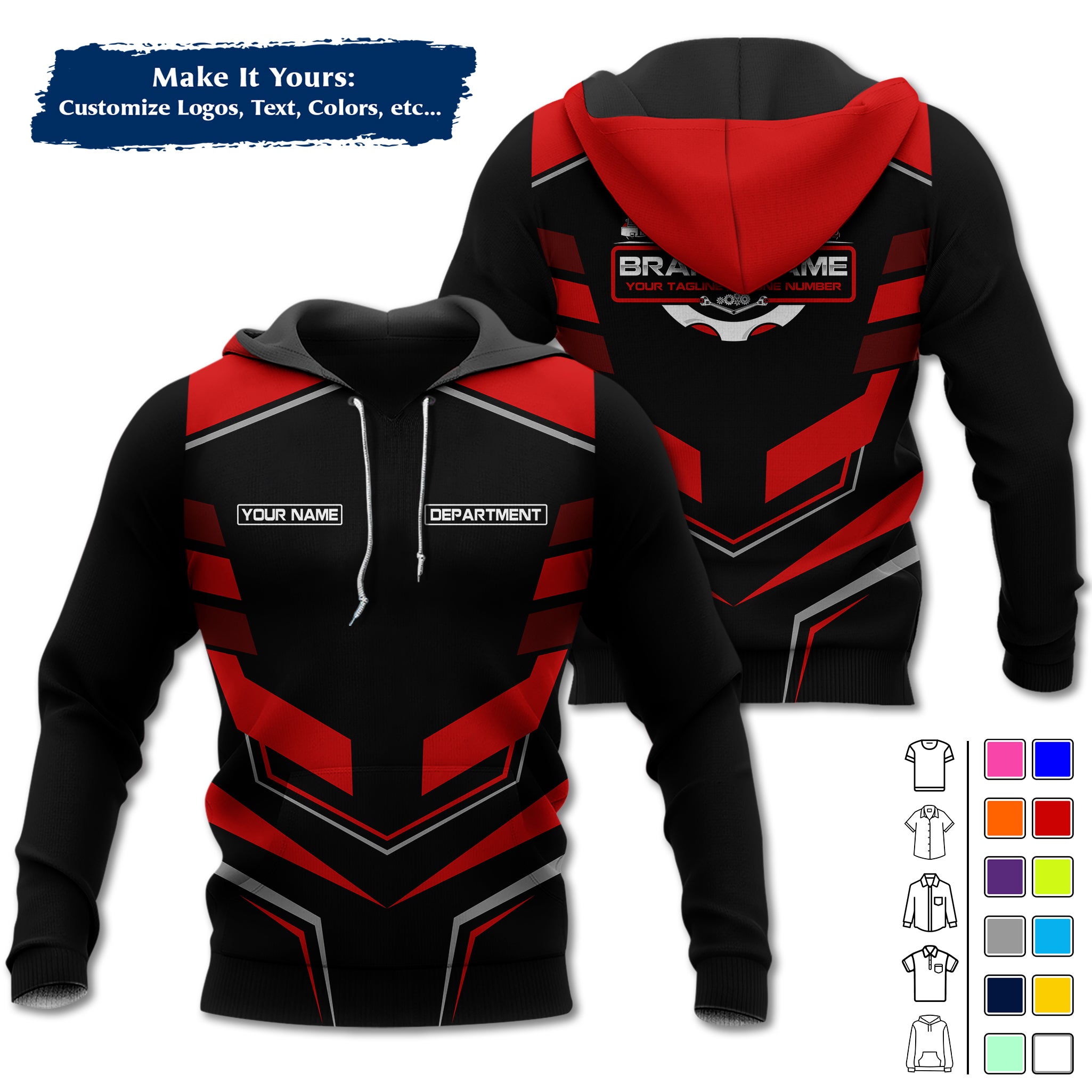 Custom Mechanic Work Hoodie Add Your Garage Logo, Name & Contact Info, Personalized Auto Repair Uniform Hoodie MCNHD05