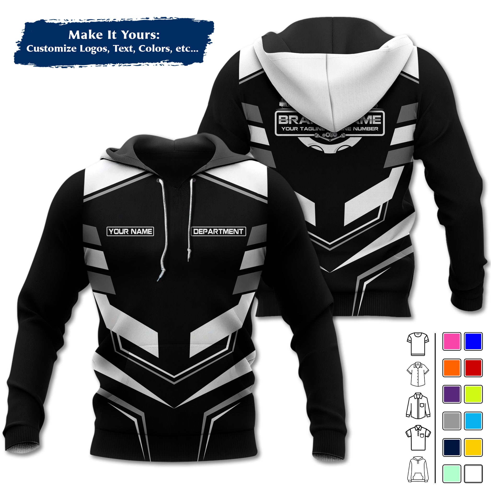 Custom Mechanic Work Hoodie Add Your Garage Logo, Name & Contact Info, Personalized Auto Repair Uniform Hoodie MCNHD05