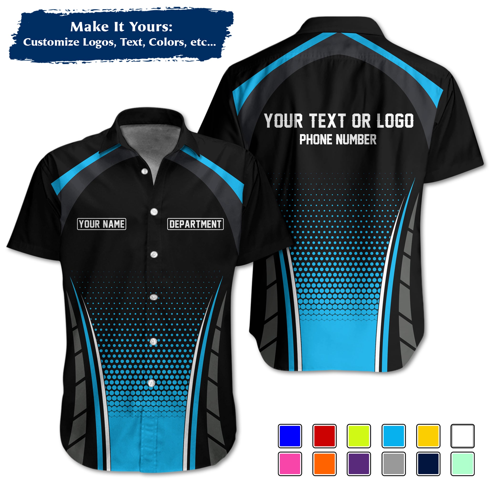 Custom Work Shirt Uniform, Add Company Logo, Name & Phone Number WSHW30