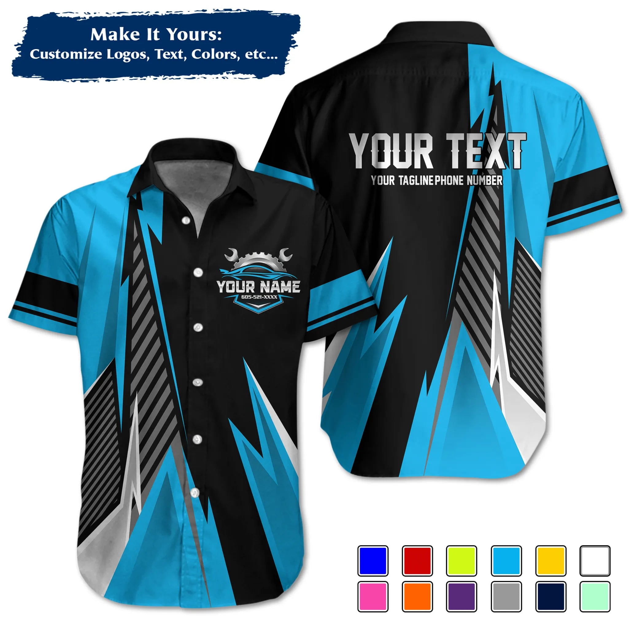 Custom Work Shirt Uniform, Add Company Logo, Name & Phone Number WSHW34