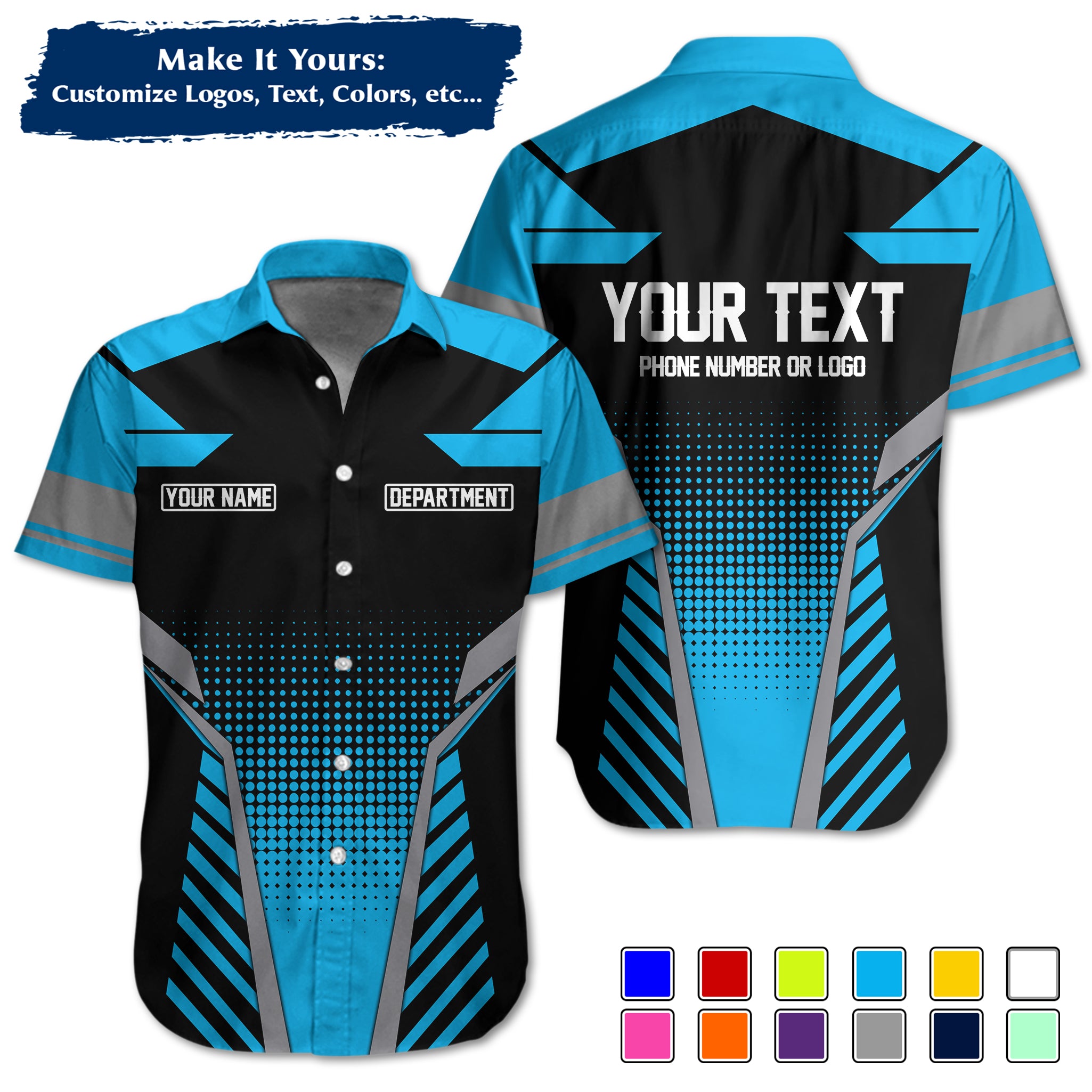 Custom Work Shirt Uniform, Add Company Logo, Name & Phone Number WSHW22
