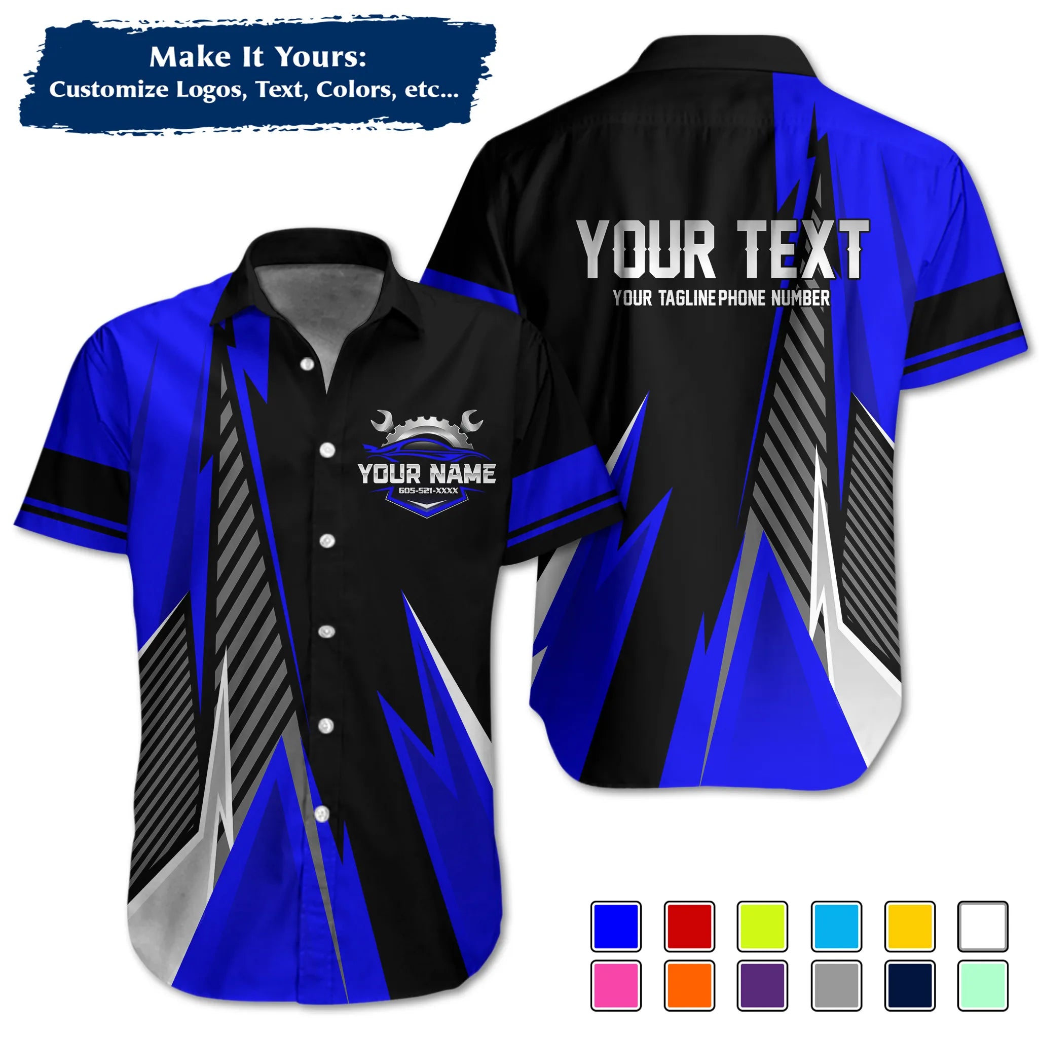 Custom Work Shirt Uniform, Add Company Logo, Name & Phone Number WSHW34