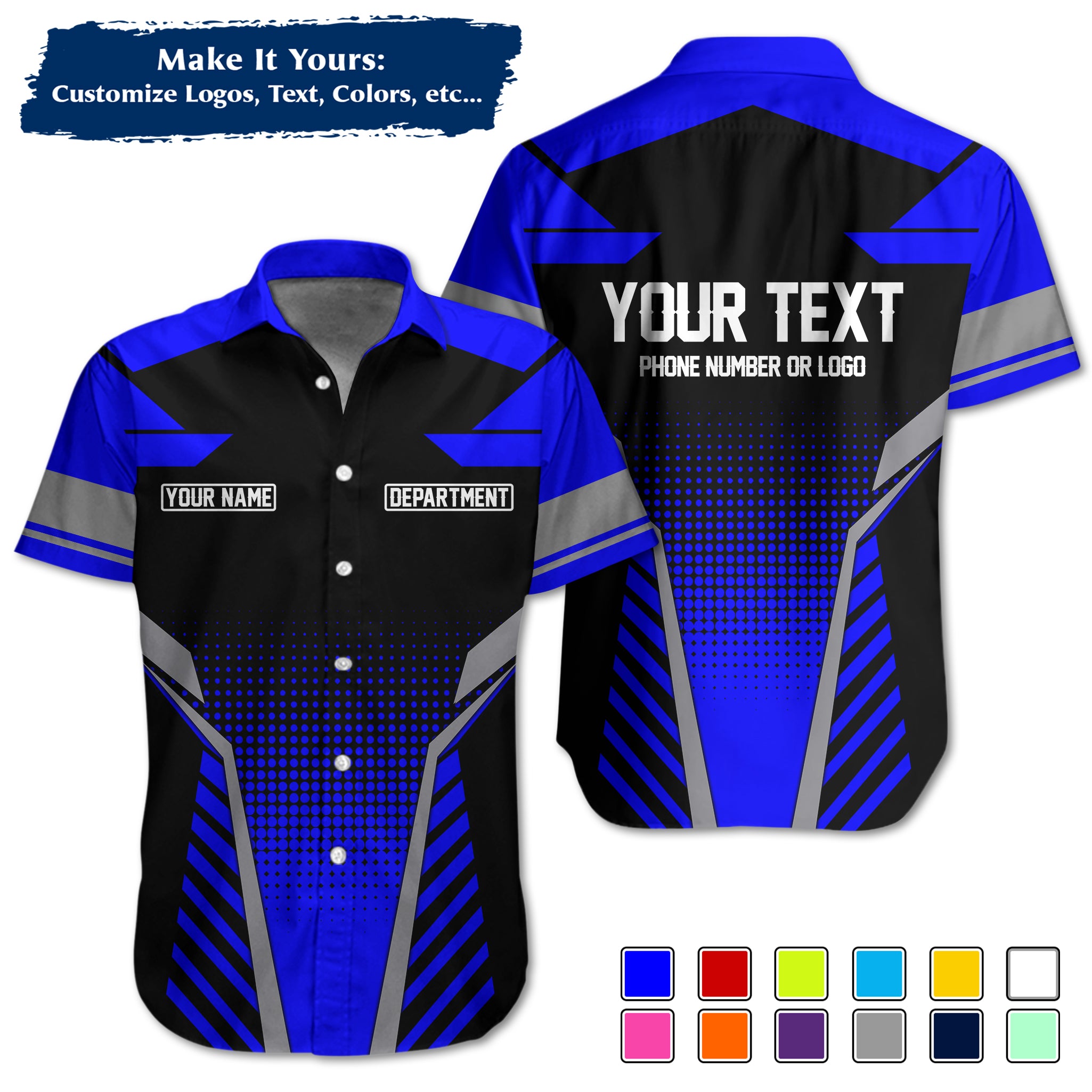 Custom Work Shirt Uniform, Add Company Logo, Name & Phone Number WSHW22