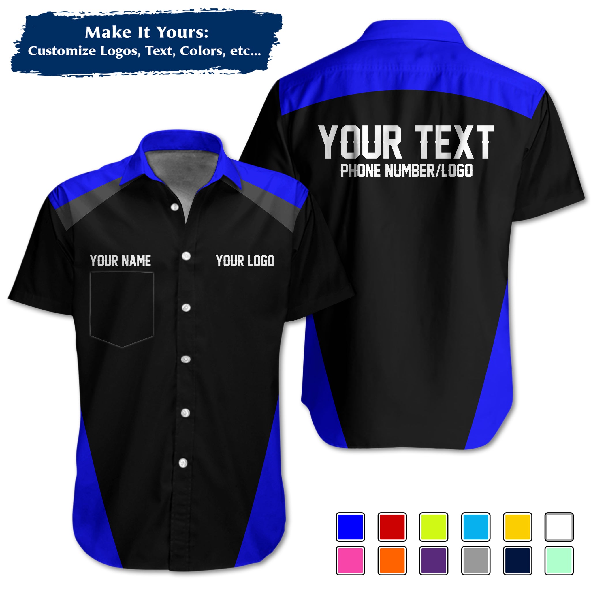 Custom Work Shirt Uniform, Add Company Logo, Name & Phone Number WSHW27