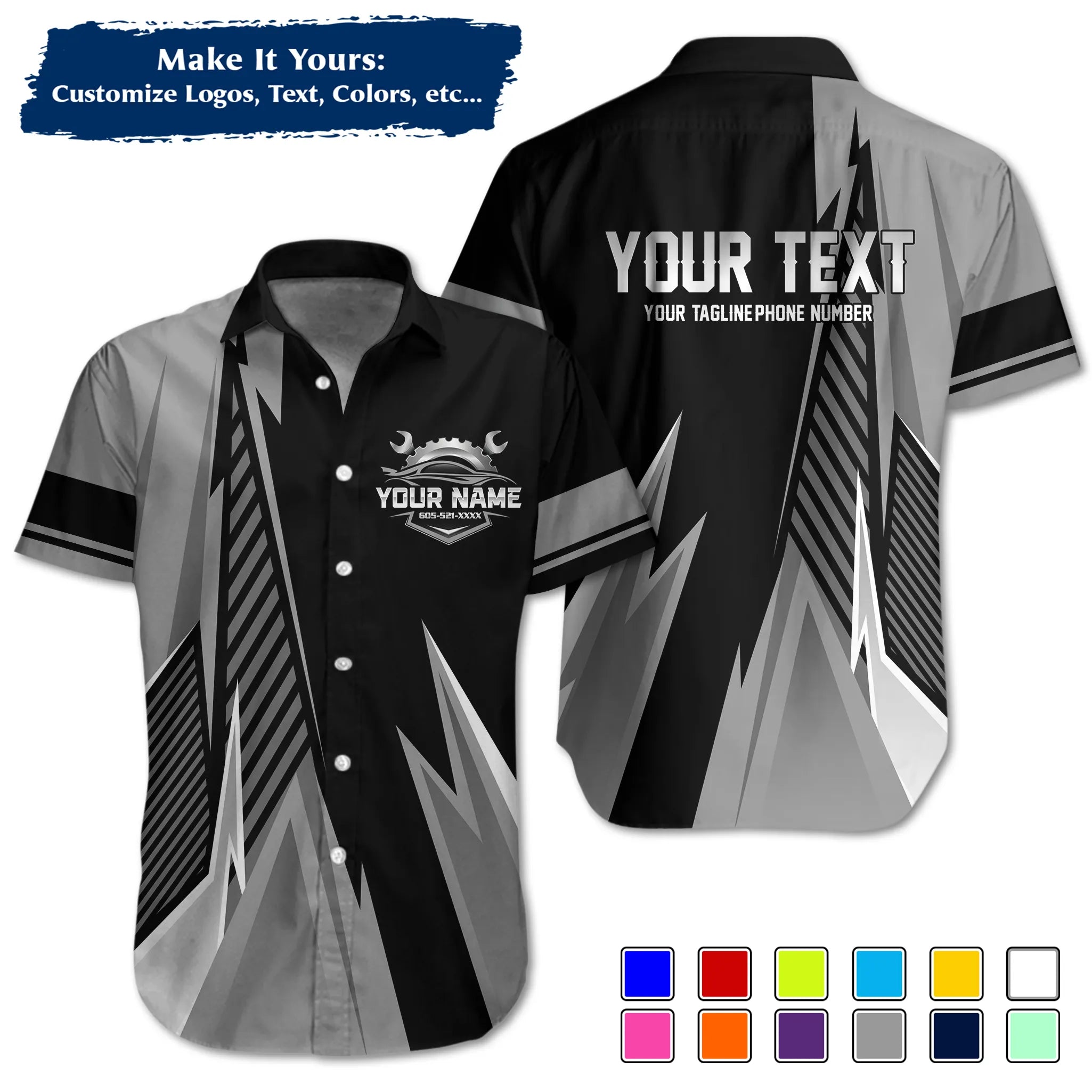 Custom Work Shirt Uniform, Add Company Logo, Name & Phone Number WSHW34