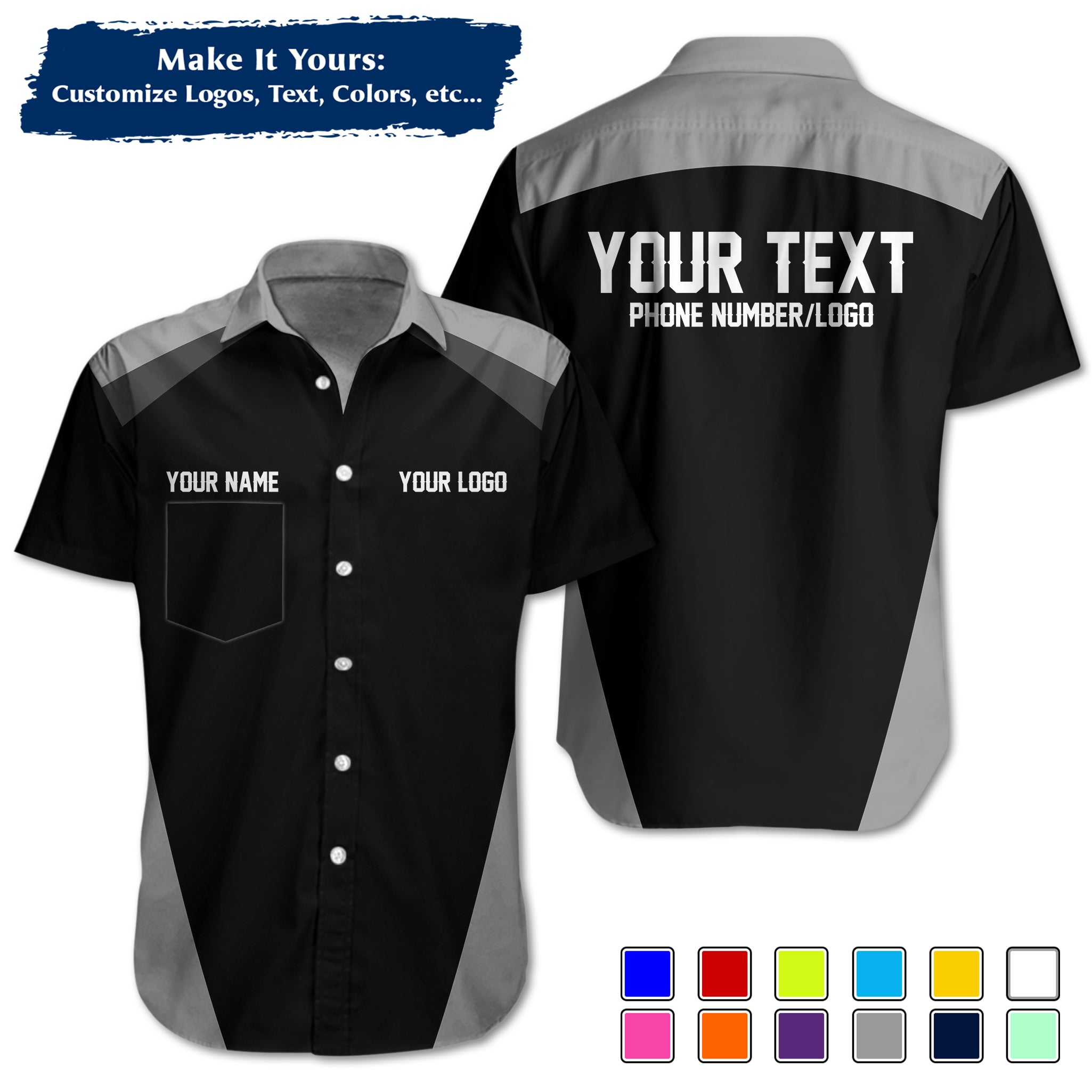 Custom Work Shirt Uniform, Add Company Logo, Name & Phone Number WSHW27