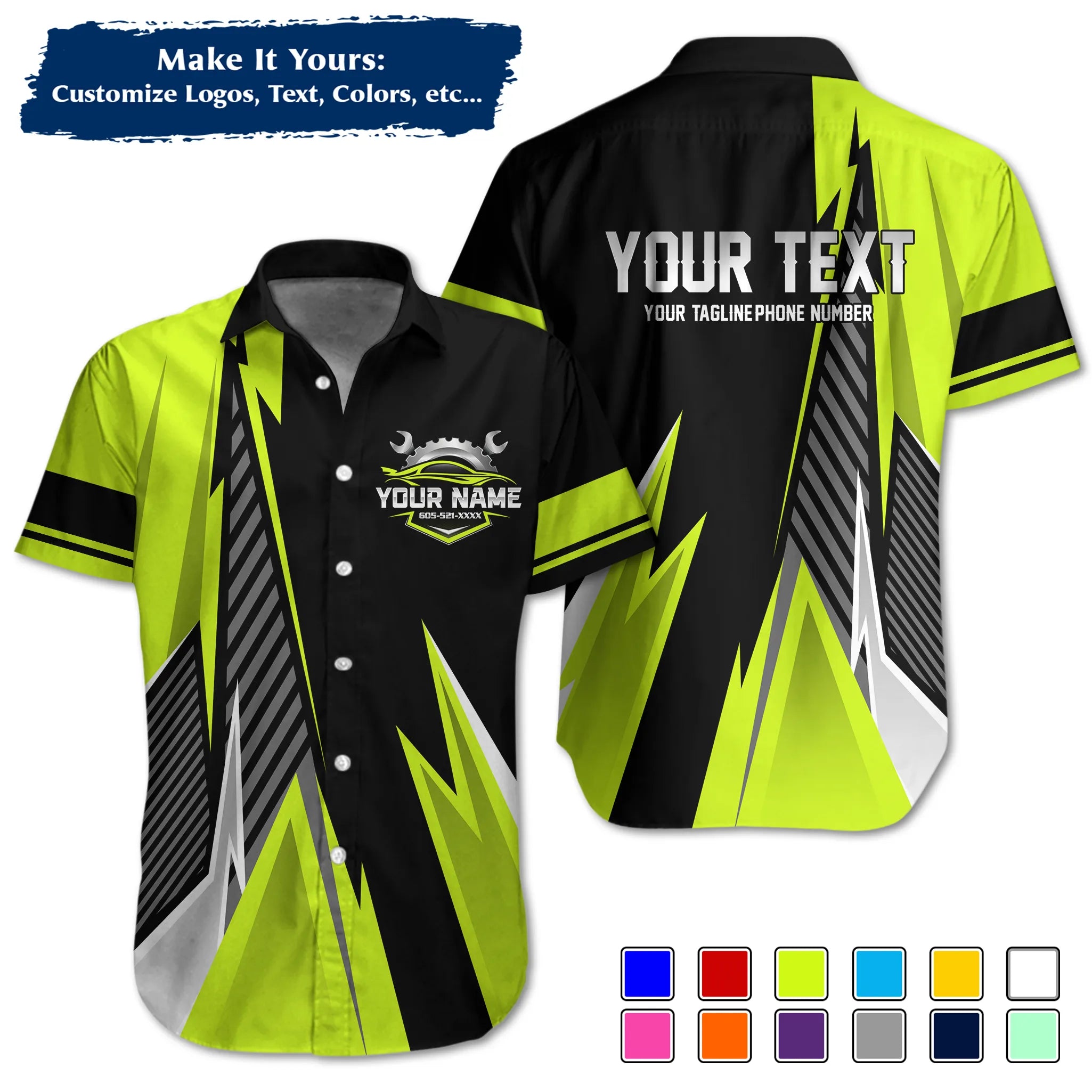 Custom Work Shirt Uniform, Add Company Logo, Name & Phone Number WSHW34