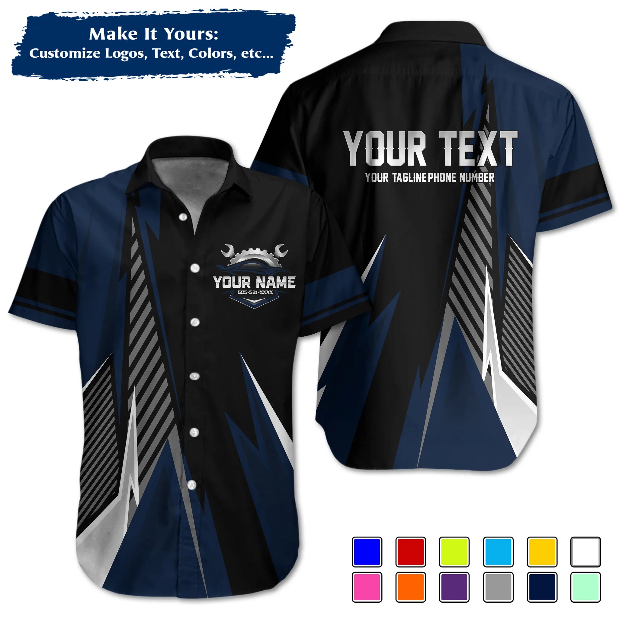 Custom Work Shirt Uniform, Add Company Logo, Name & Phone Number WSHW34