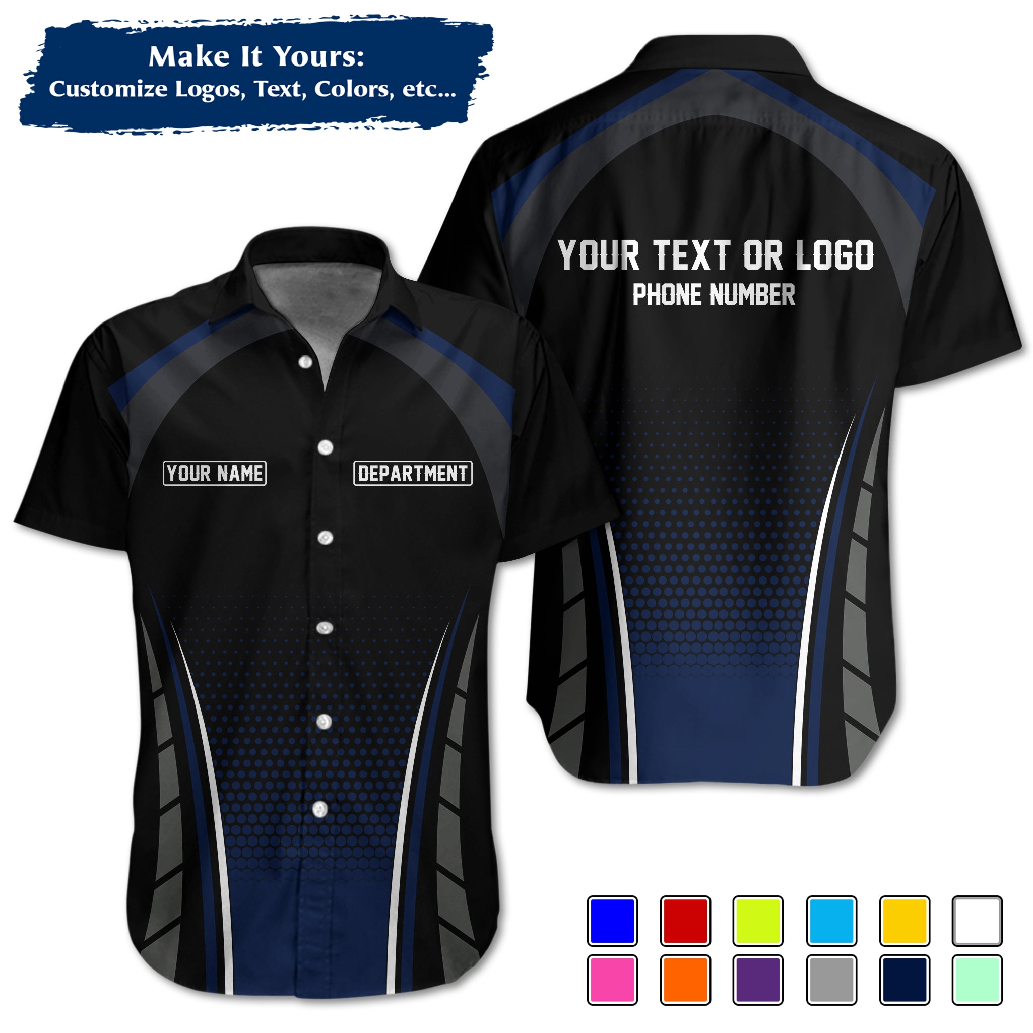 Custom Work Shirt Uniform, Add Company Logo, Name & Phone Number WSHW30