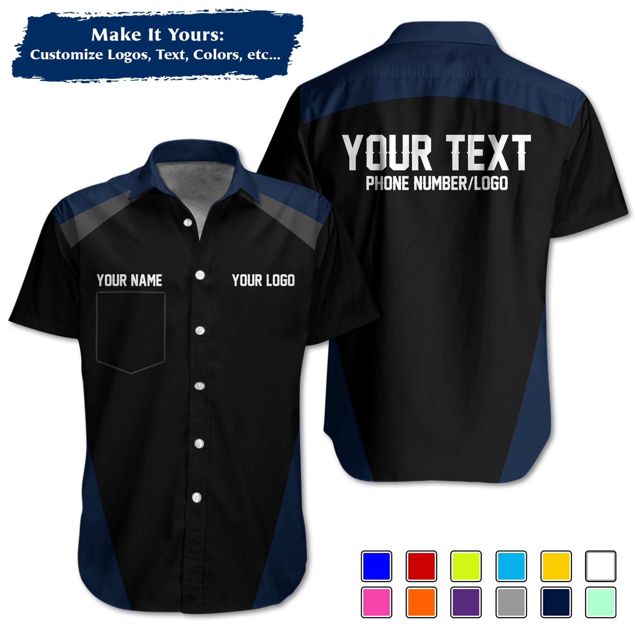 Custom Work Shirt Uniform, Add Company Logo, Name & Phone Number WSHW27