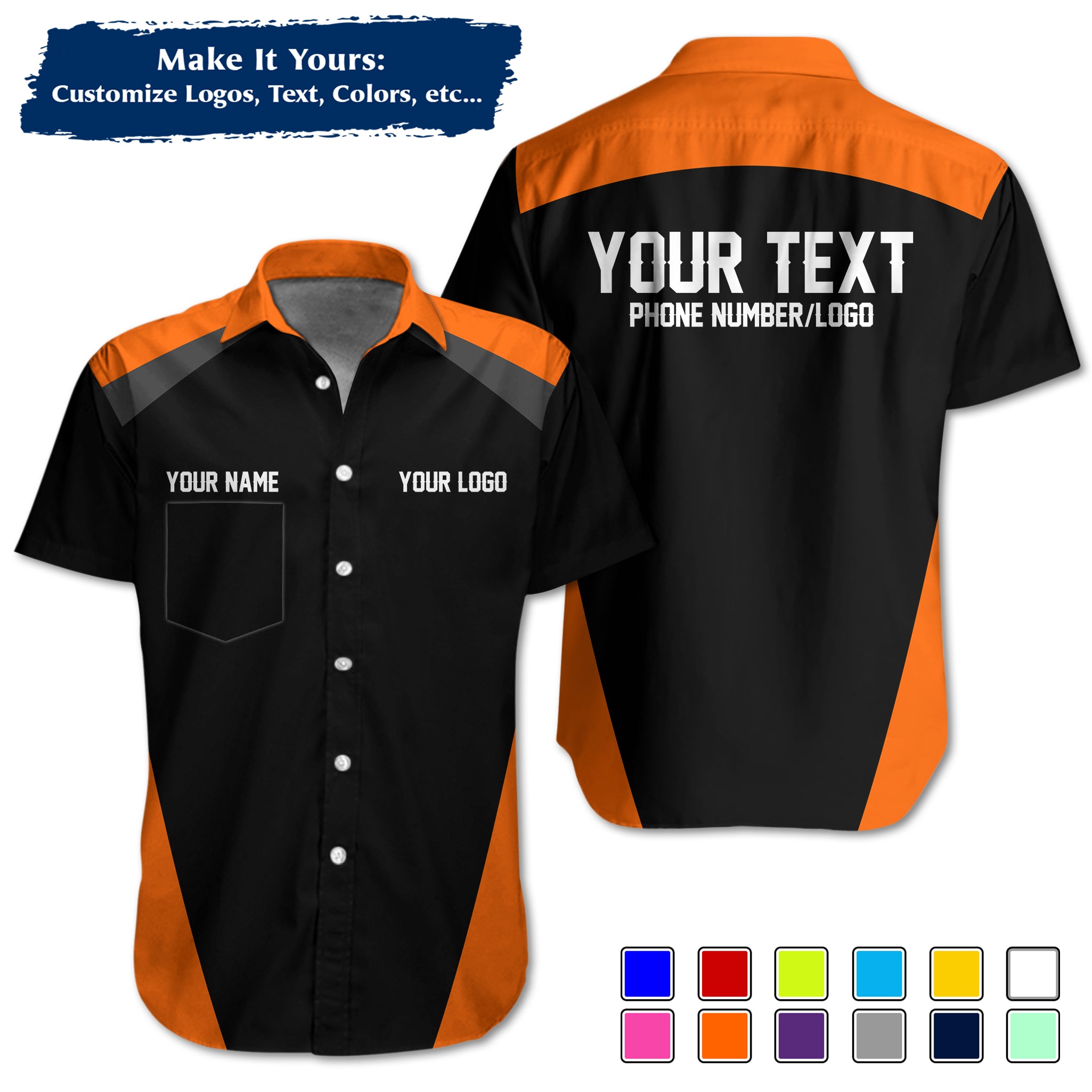 Custom Work Shirt Uniform, Add Company Logo, Name & Phone Number WSHW27