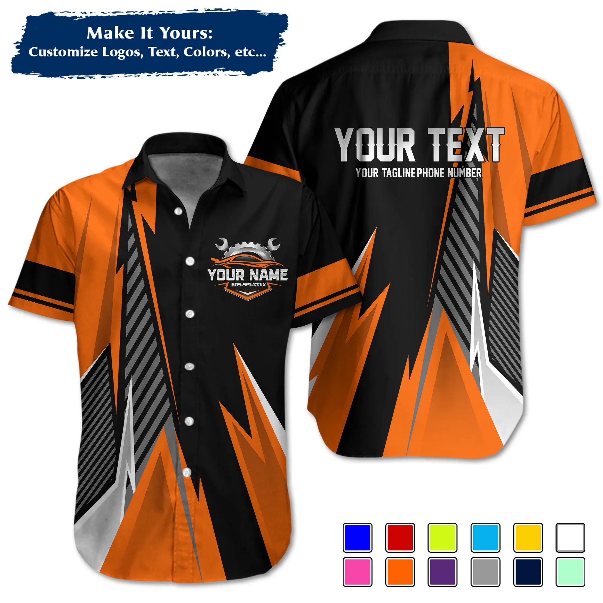 Custom Work Shirt Uniform, Add Company Logo, Name & Phone Number WSHW34