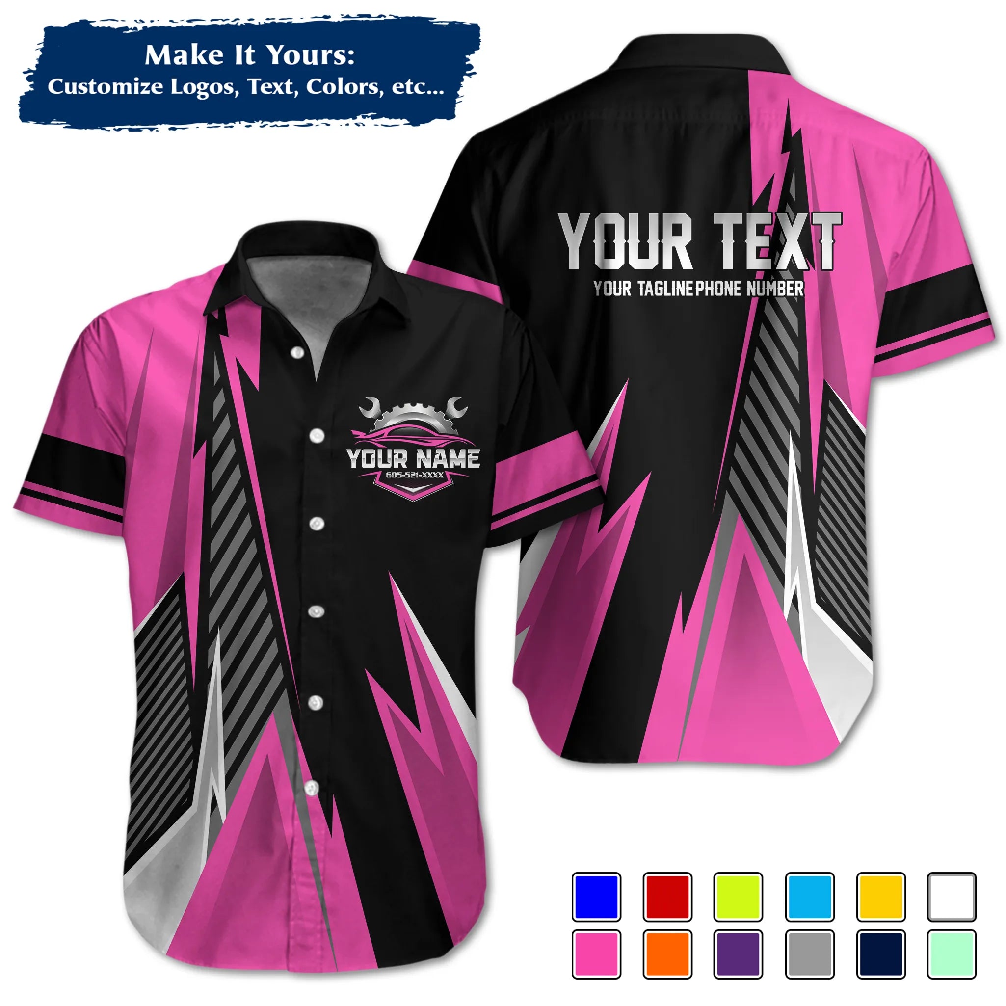Custom Work Shirt Uniform, Add Company Logo, Name & Phone Number WSHW34