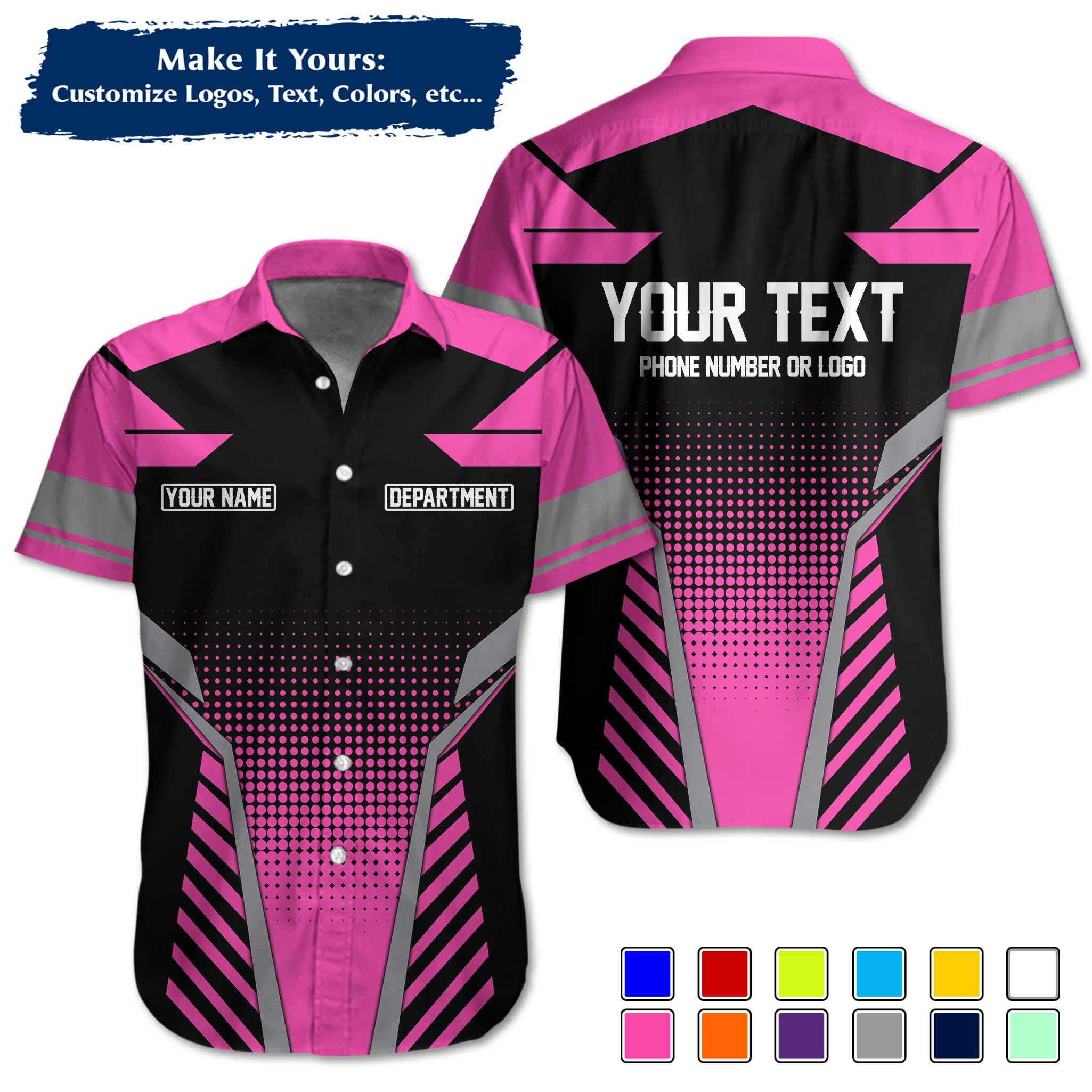 Custom Work Shirt Uniform, Add Company Logo, Name & Phone Number WSHW22