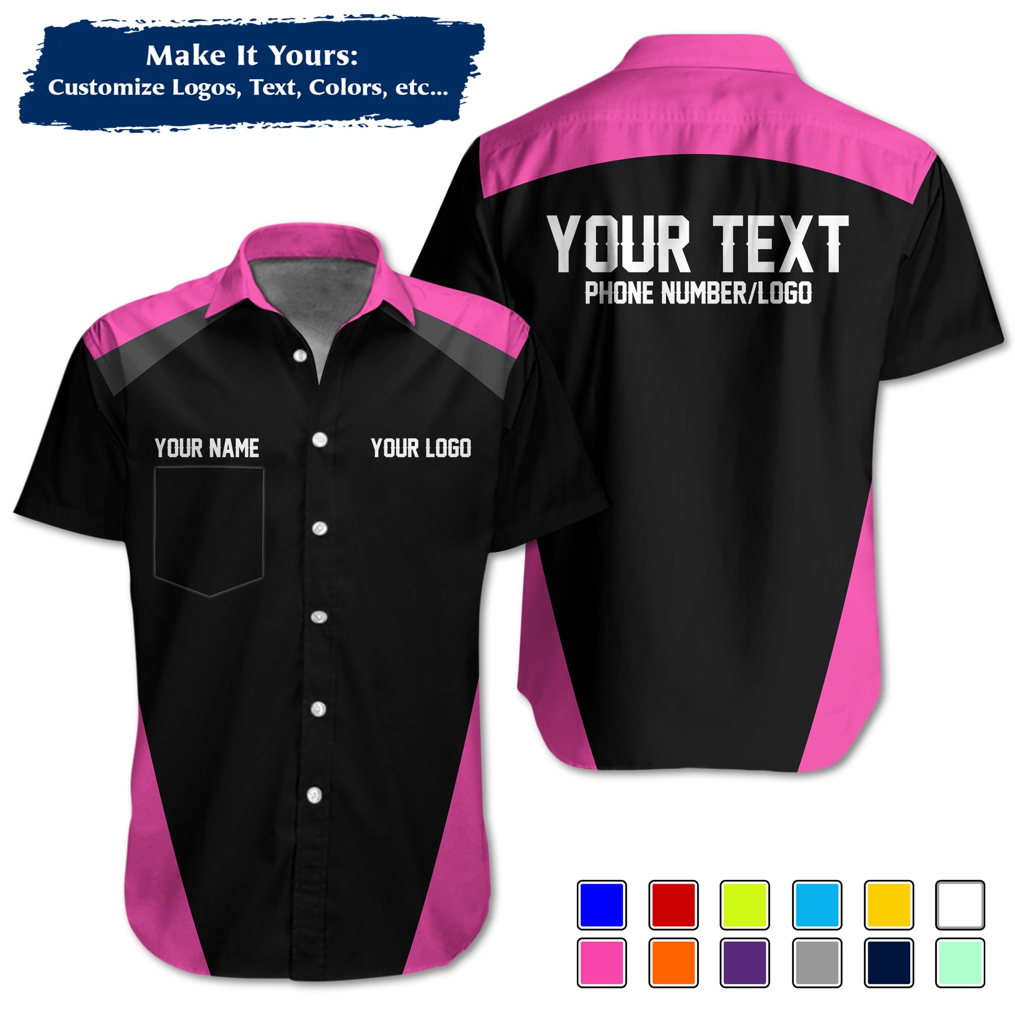 Custom Work Shirt Uniform, Add Company Logo, Name & Phone Number WSHW27