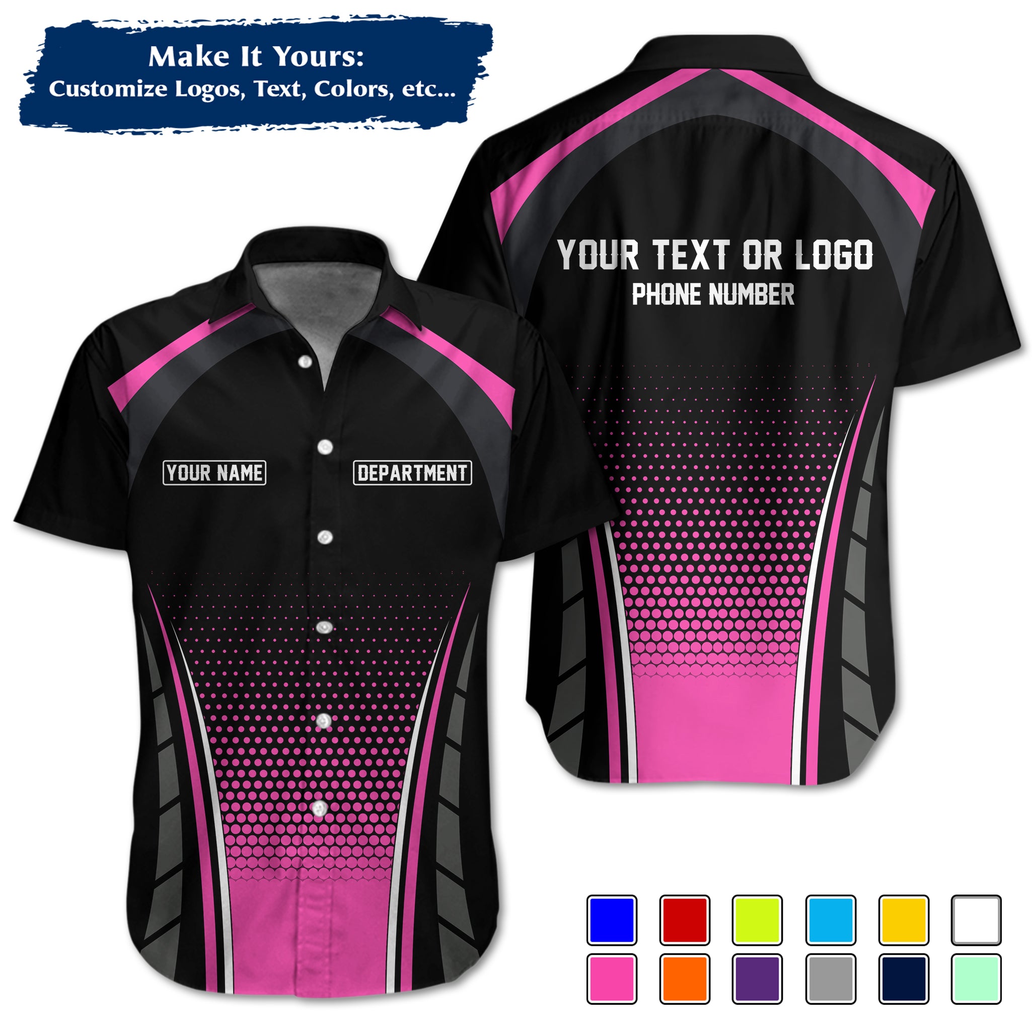 Custom Work Shirt Uniform, Add Company Logo, Name & Phone Number WSHW30