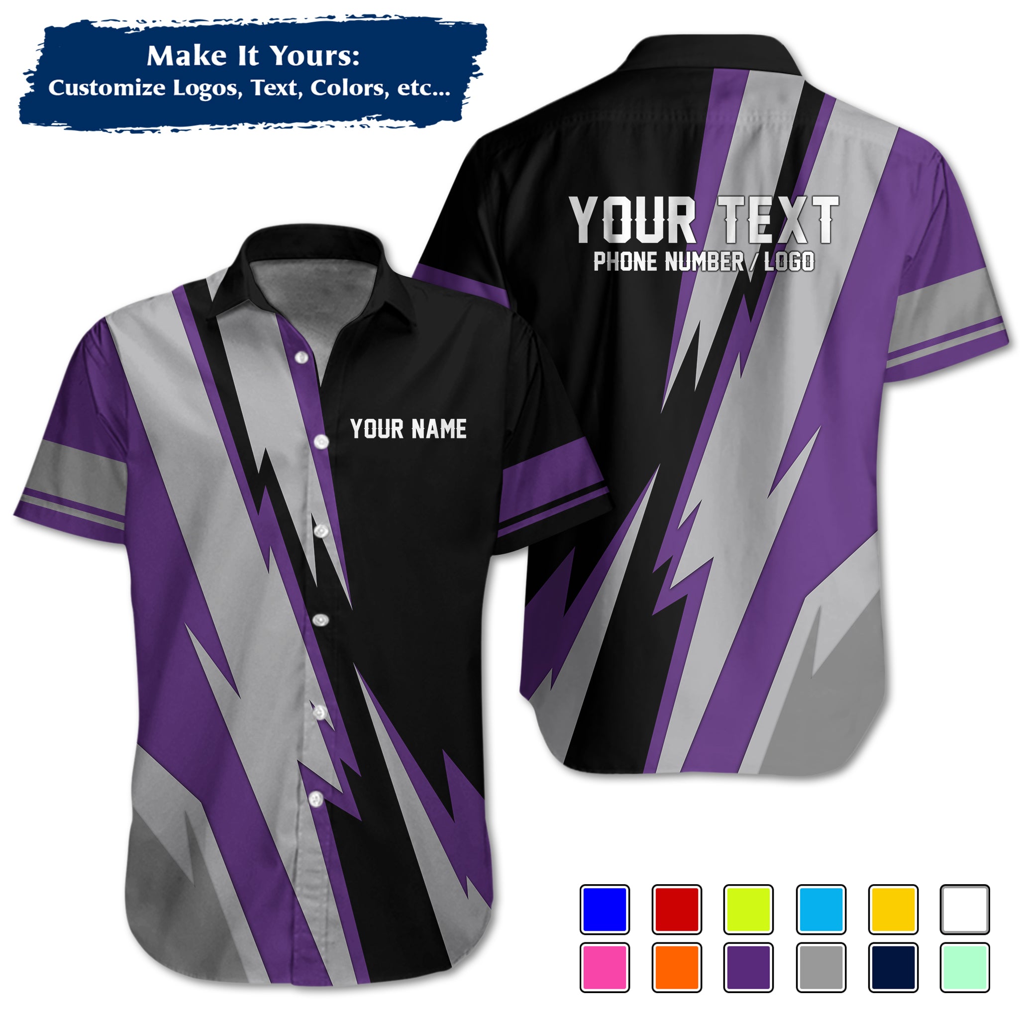 Custom Hawaiian Work Shirt for Auto Mechanics, Add Garage Logo, Name & Contact Info MCNHW08