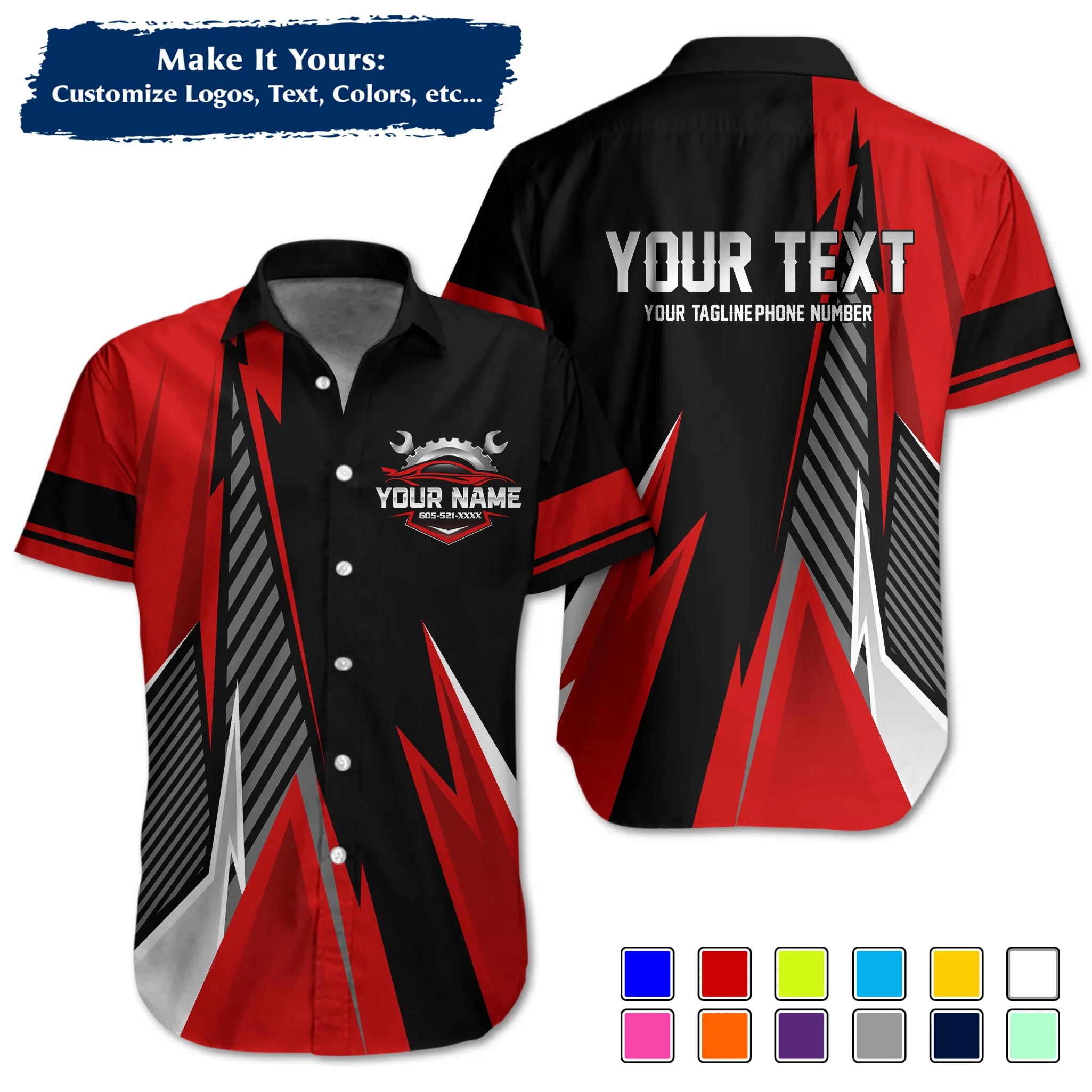 Custom Work Shirt Uniform, Add Company Logo, Name & Phone Number WSHW34