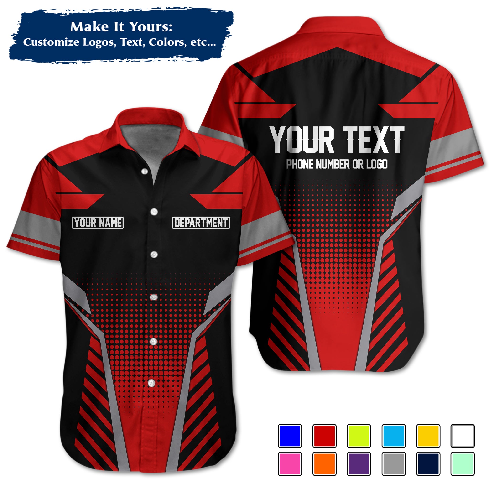 Custom Work Shirt Uniform, Add Company Logo, Name & Phone Number WSHW22