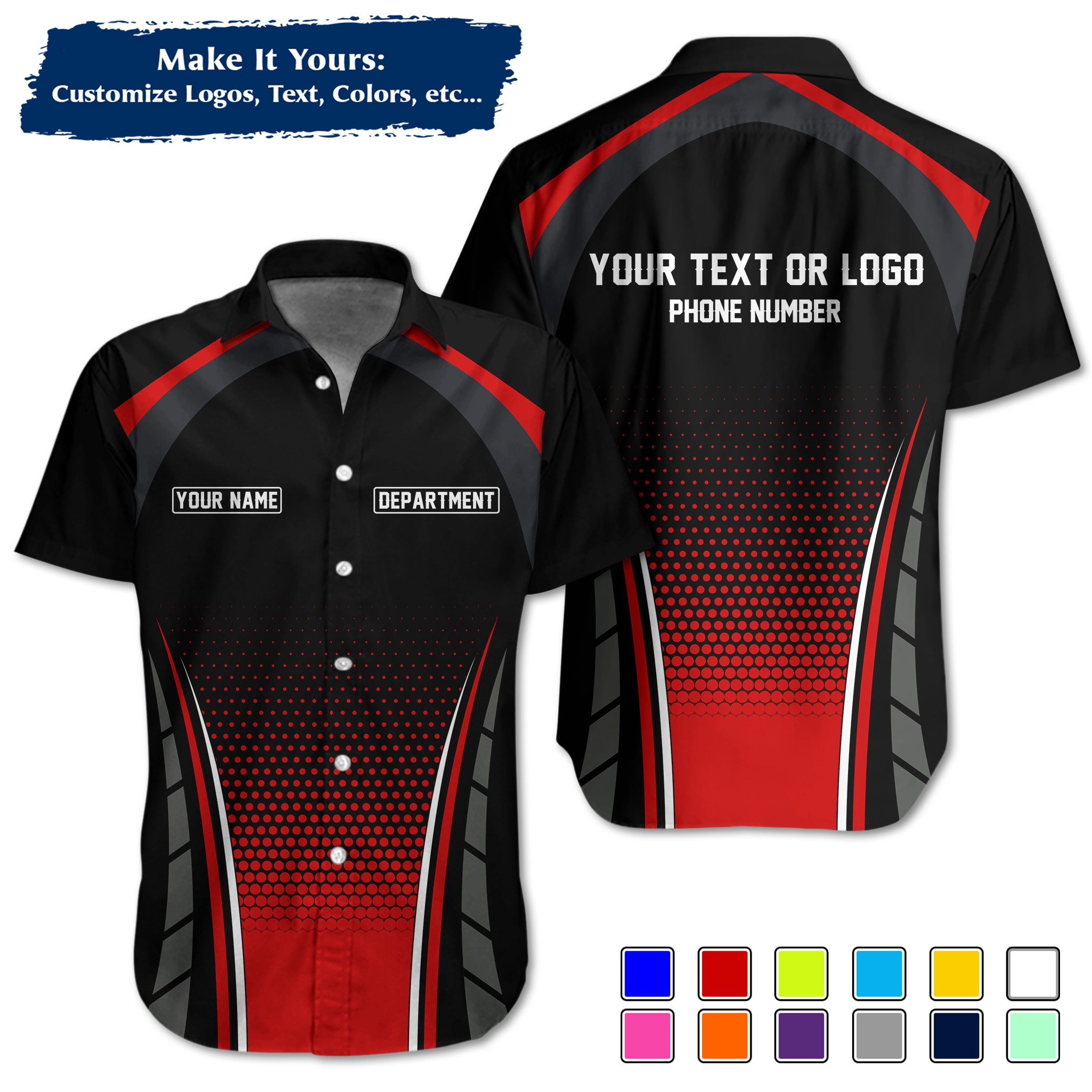 Custom Work Shirt Uniform, Add Company Logo, Name & Phone Number WSHW30