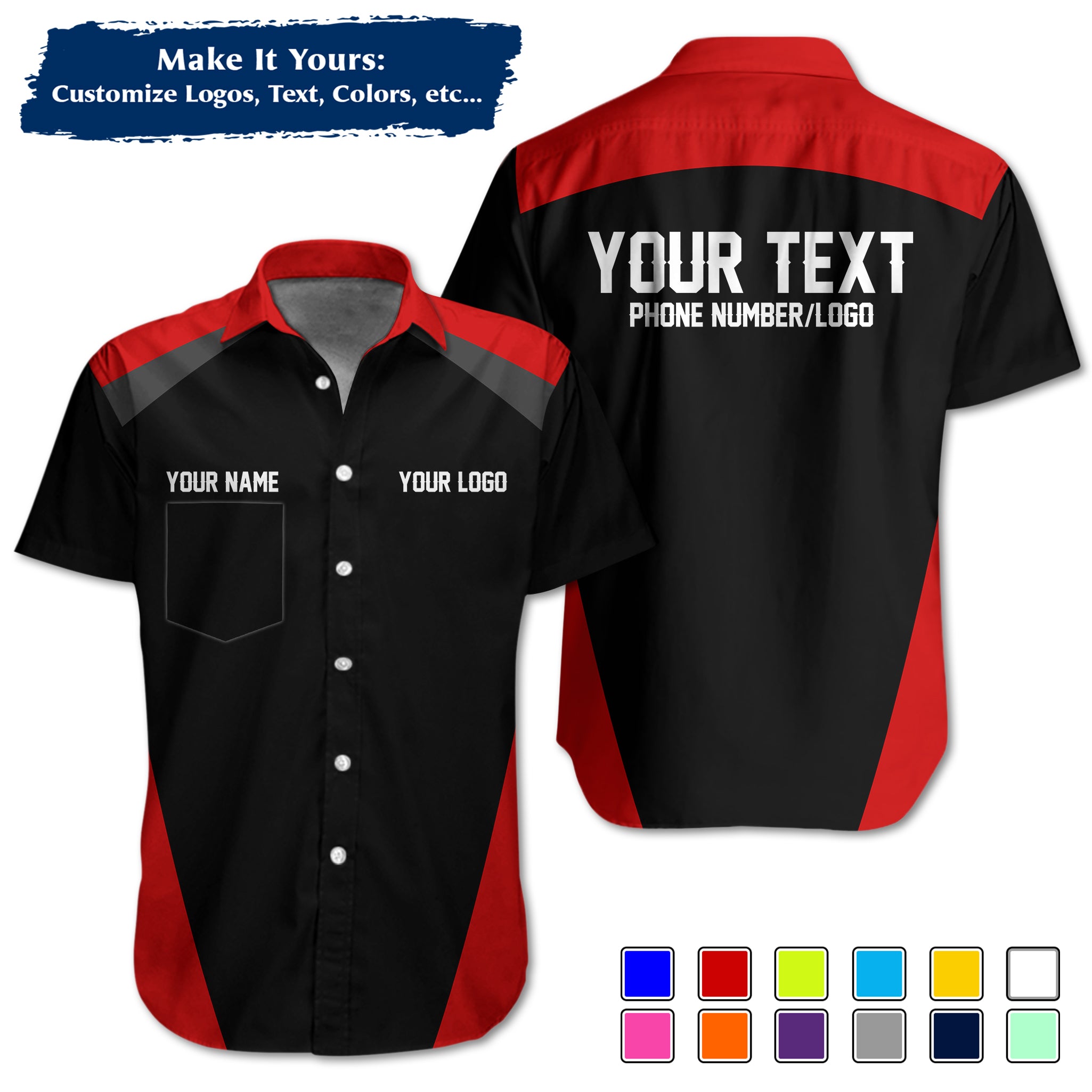 Custom Work Shirt Uniform, Add Company Logo, Name & Phone Number WSHW27