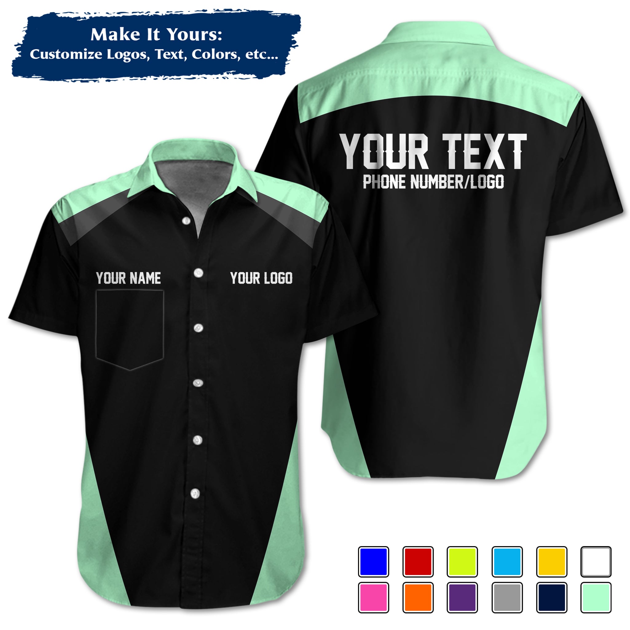 Custom Work Shirt Uniform, Add Company Logo, Name & Phone Number WSHW27