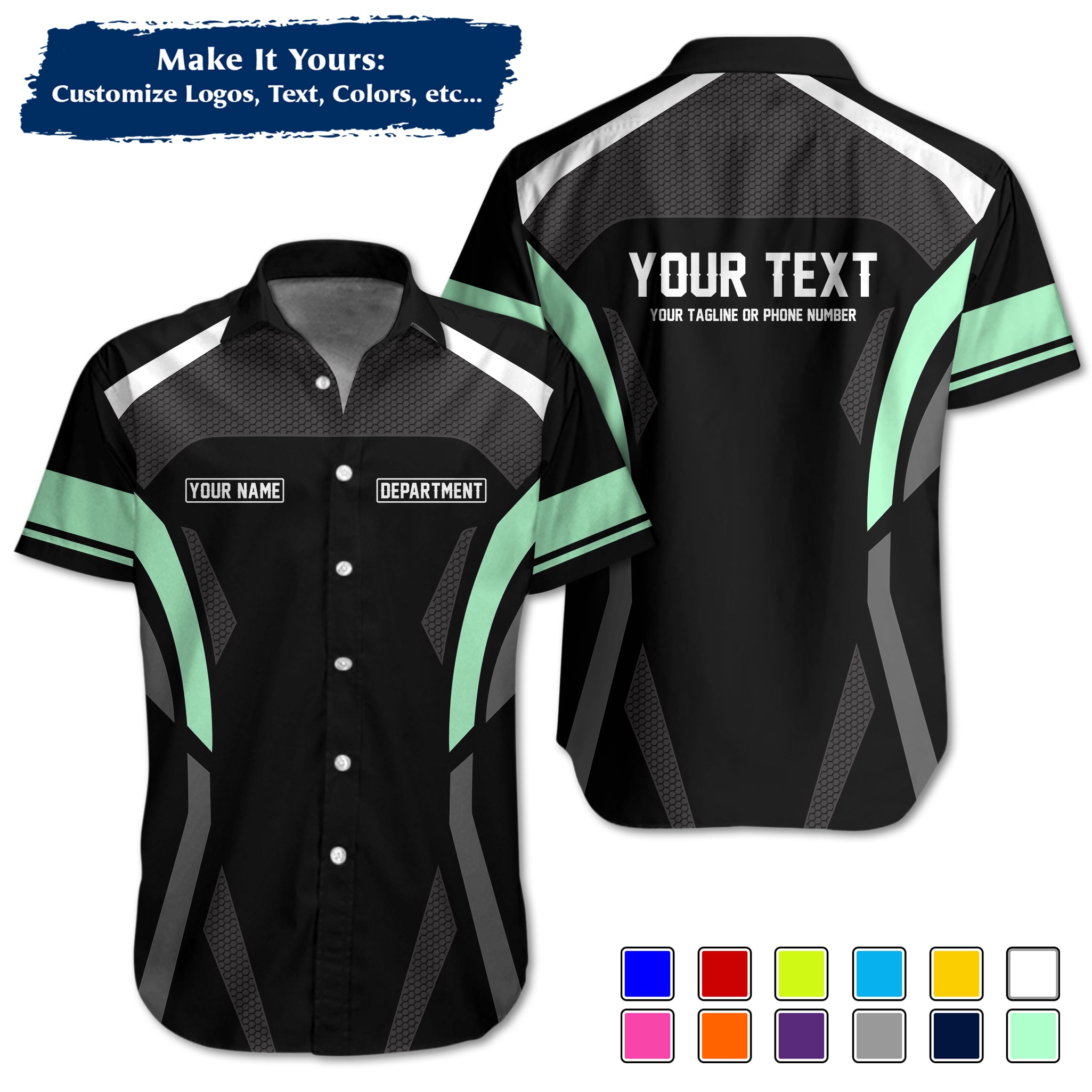 Custom Work Shirt Uniform, Add Company Logo, Name & Phone Number WSHW31