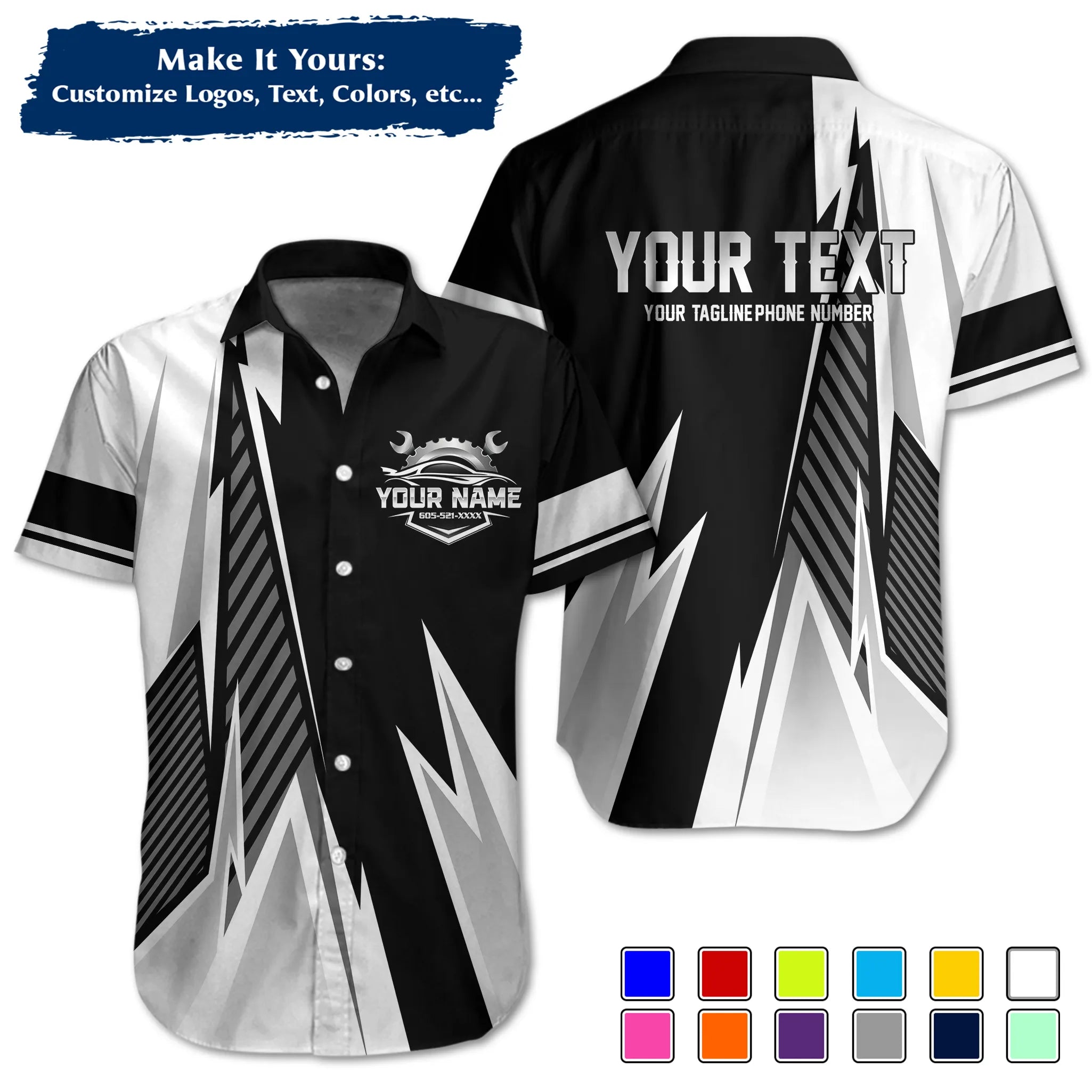 Custom Work Shirt Uniform, Add Company Logo, Name & Phone Number WSHW34