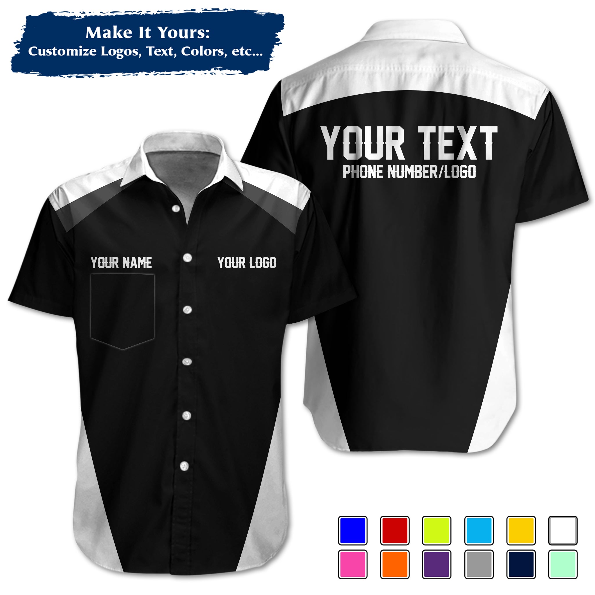 Custom Work Shirt Uniform, Add Company Logo, Name & Phone Number WSHW27