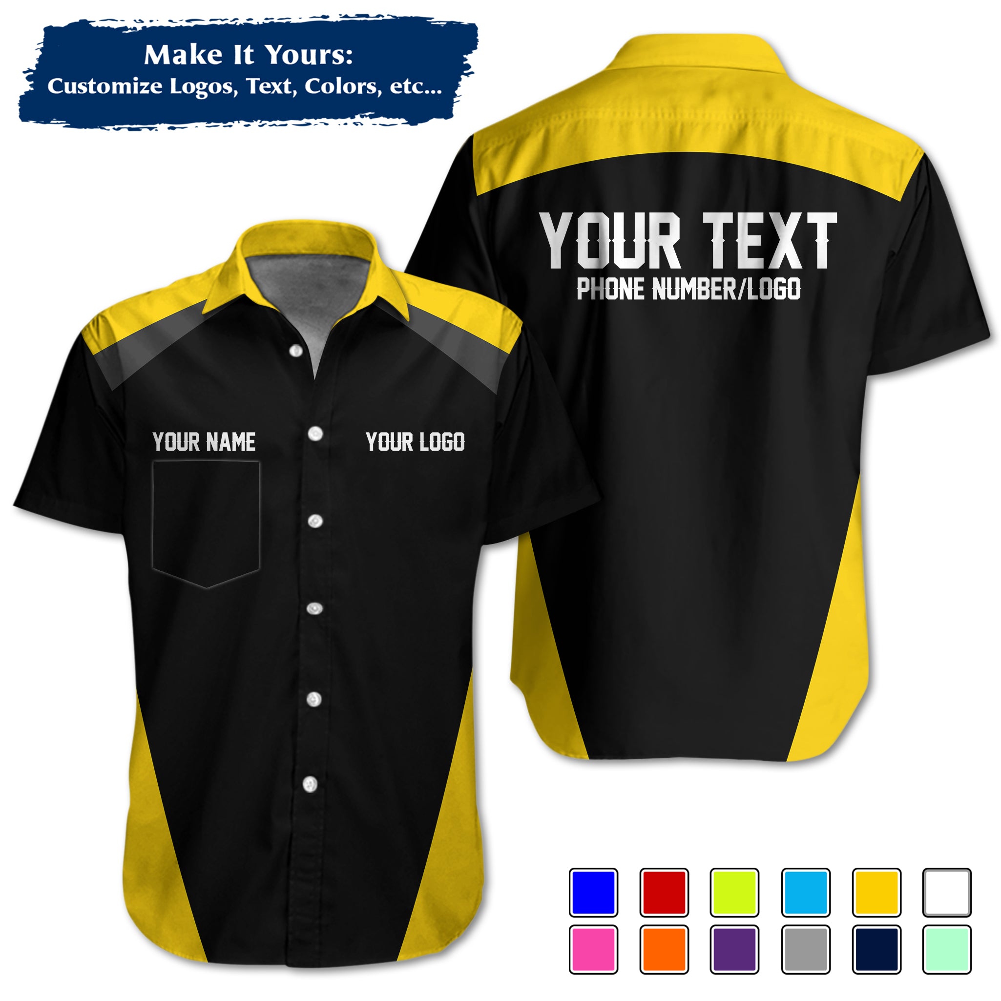 Custom Work Shirt Uniform, Add Company Logo, Name & Phone Number WSHW27