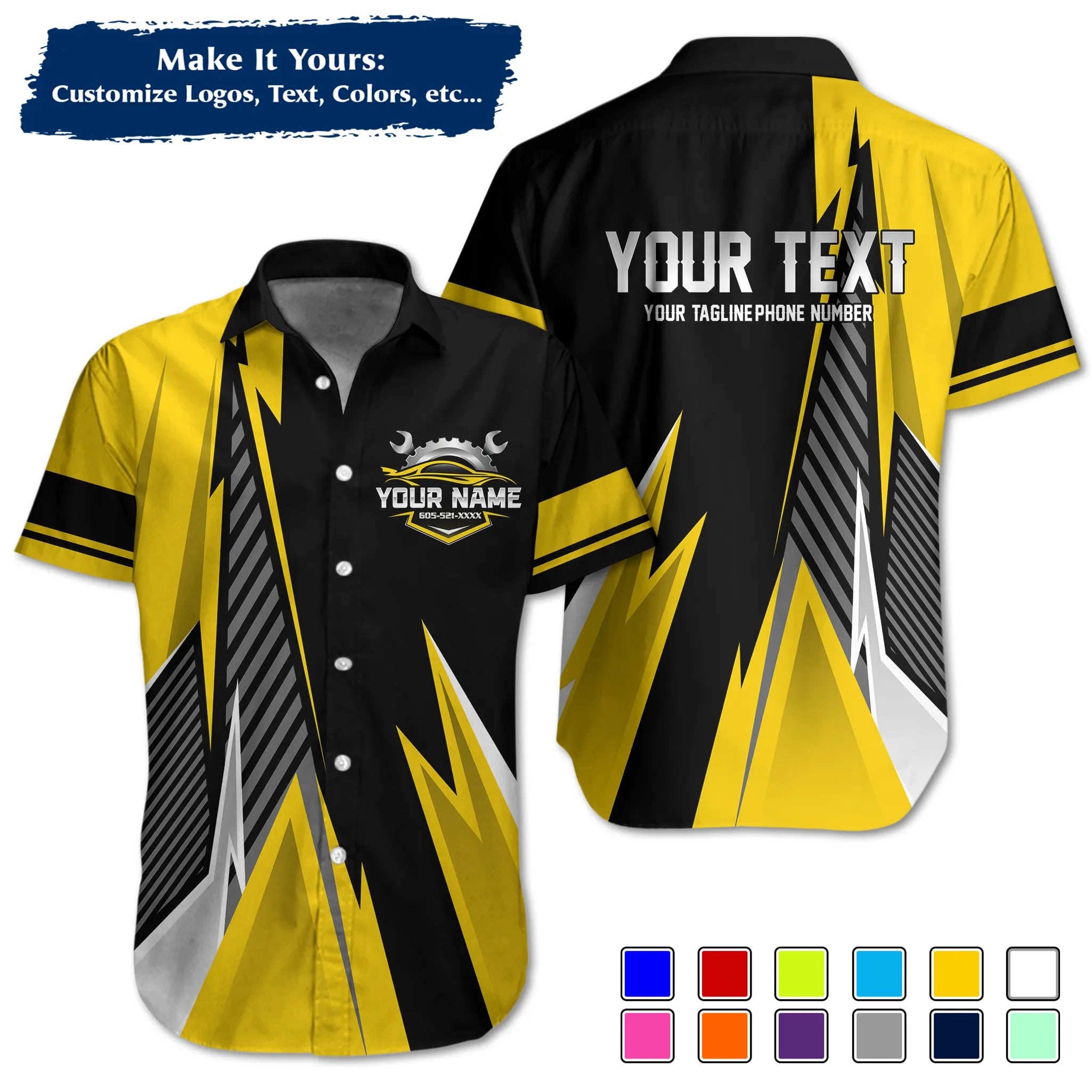 Custom Work Shirt Uniform, Add Company Logo, Name & Phone Number WSHW34