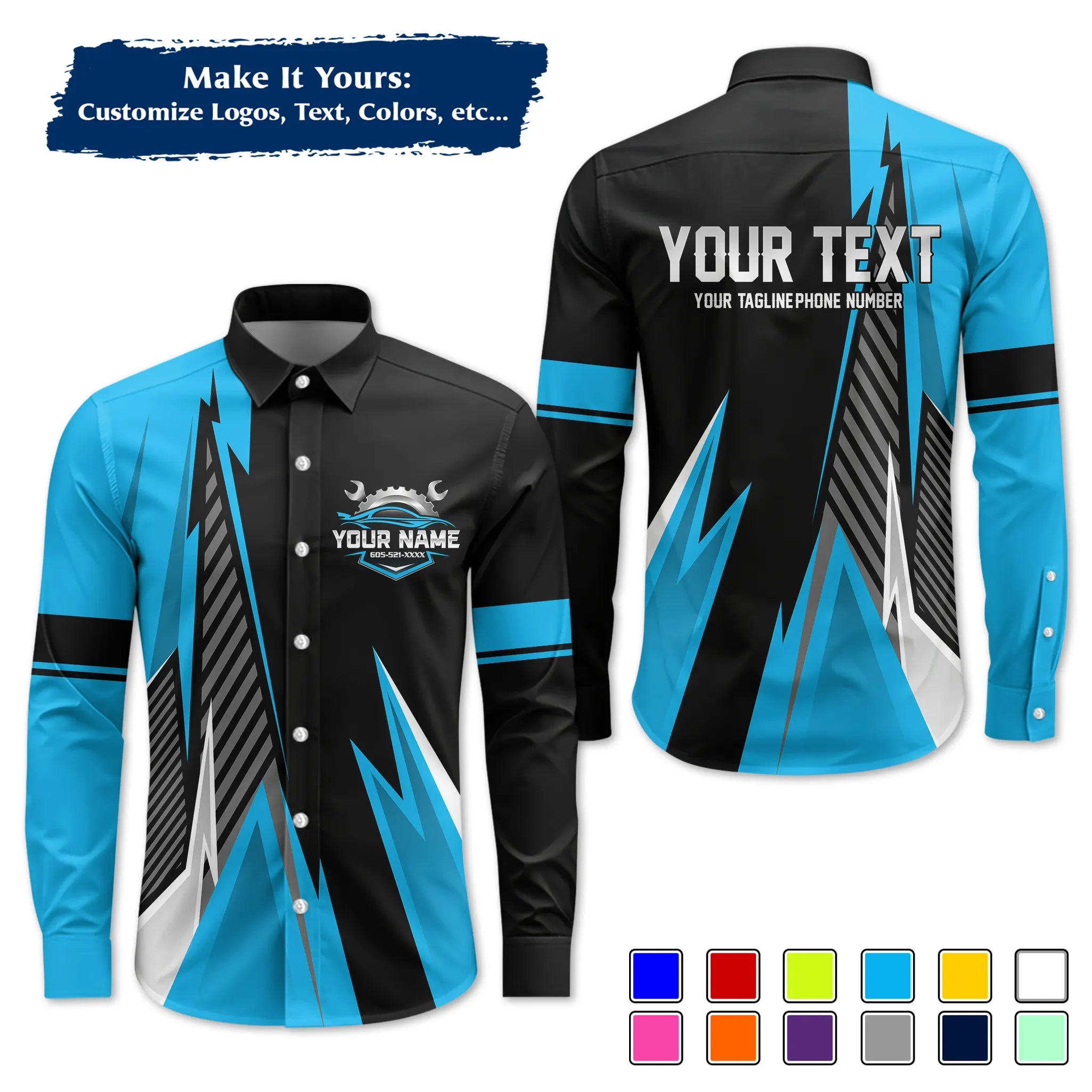 Custom Work Shirt Uniform, Add Company Logo, Name & Phone Number WSHW34