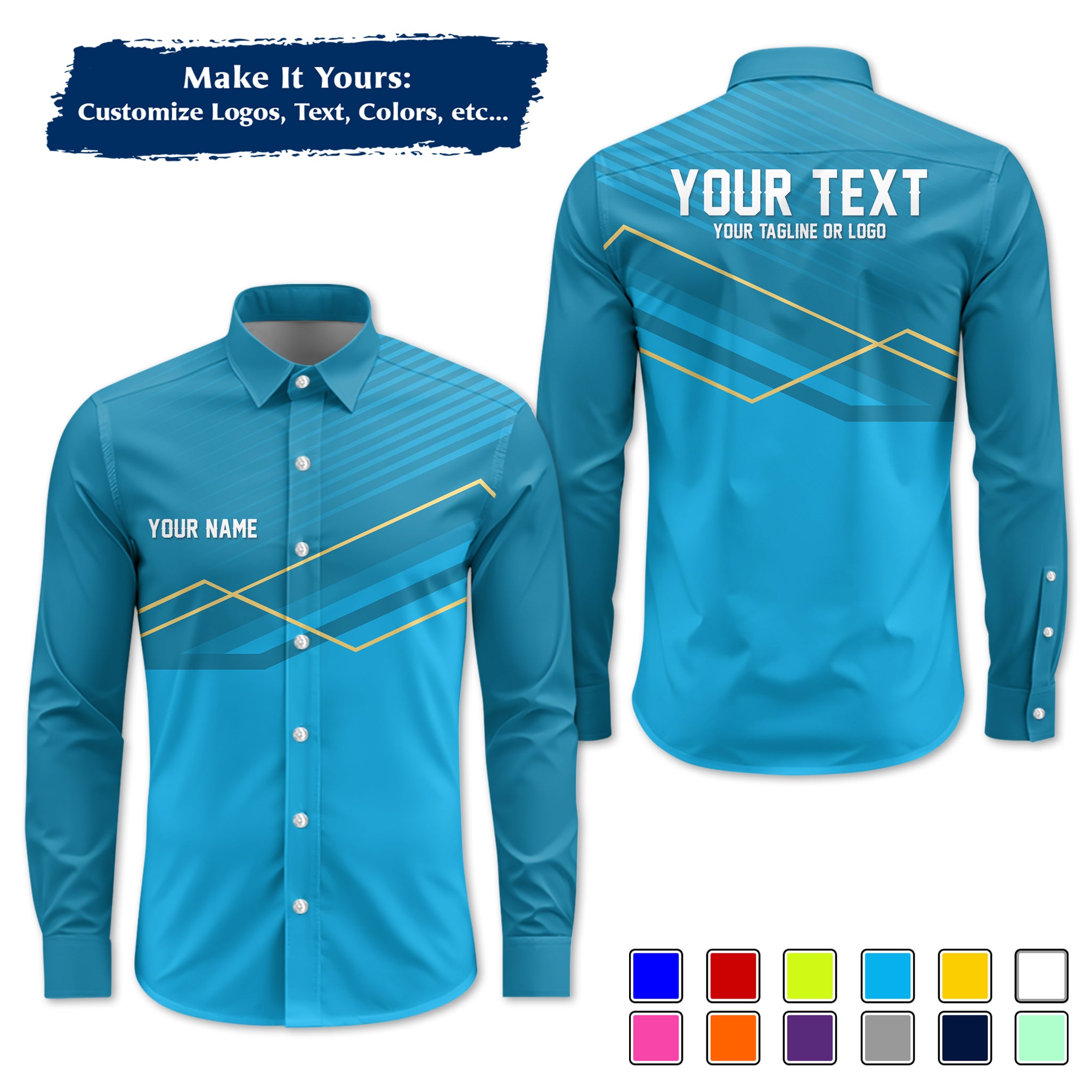 Custom Long-Sleeve Work Shirt Uniform, Personalized with Your Company Logo, Name & Phone WSLS14