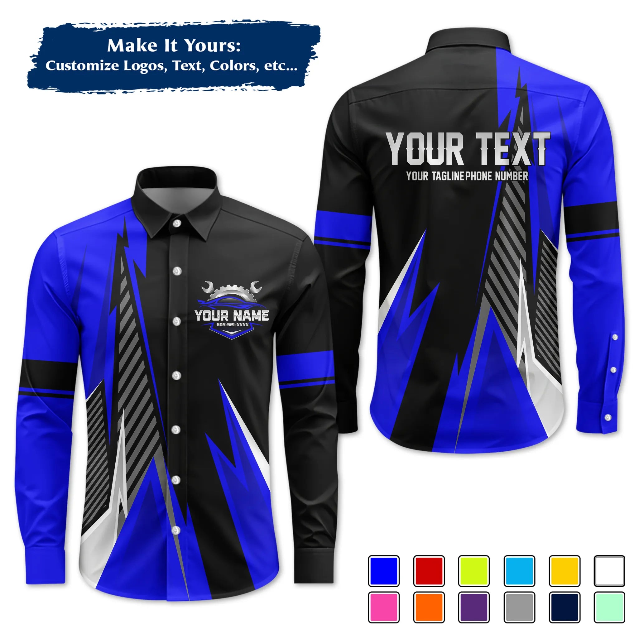 Custom Work Shirt Uniform, Add Company Logo, Name & Phone Number WSHW34
