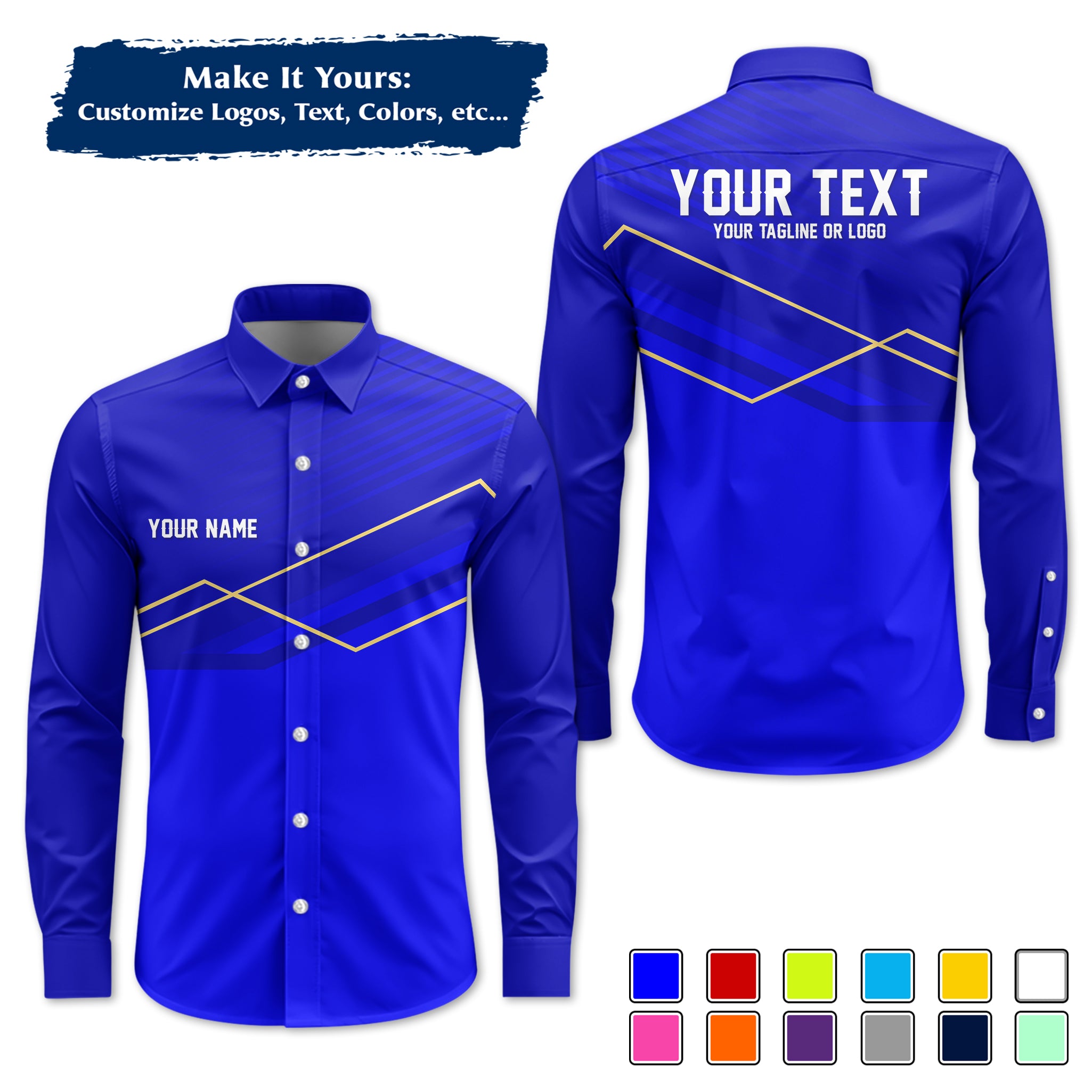 Custom Long-Sleeve Work Shirt Uniform, Personalized with Your Company Logo, Name & Phone WSLS14