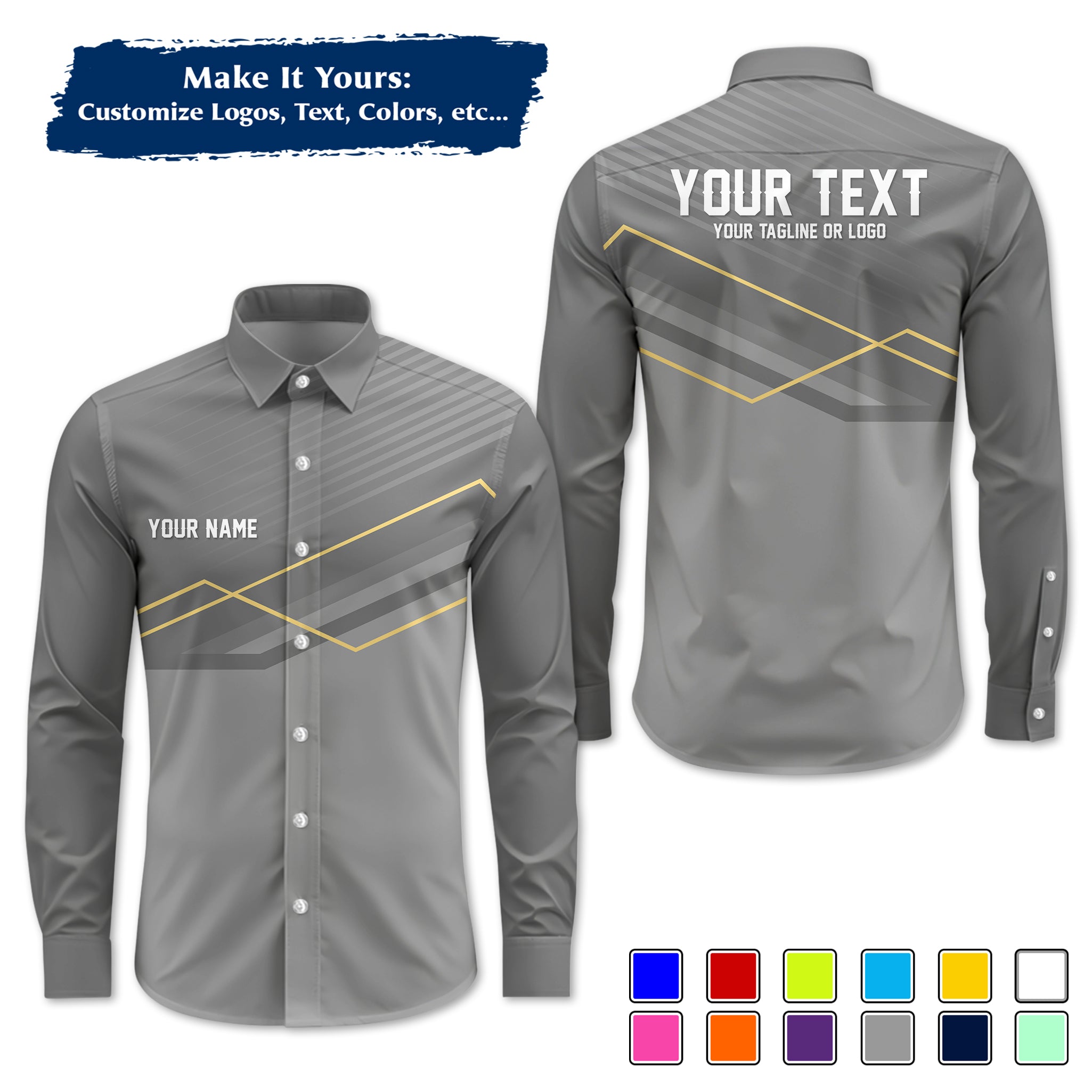 Custom Long-Sleeve Work Shirt Uniform, Personalized with Your Company Logo, Name & Phone WSLS14