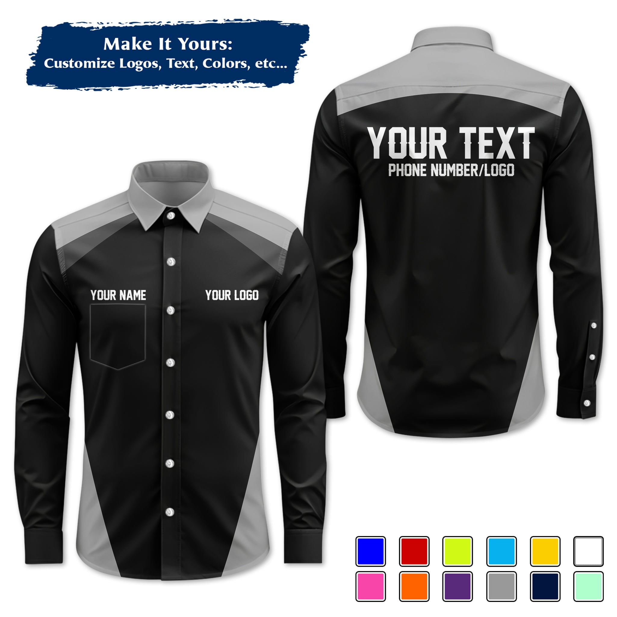Custom Work Shirt Uniform, Add Company Logo, Name & Phone Number WSHW23