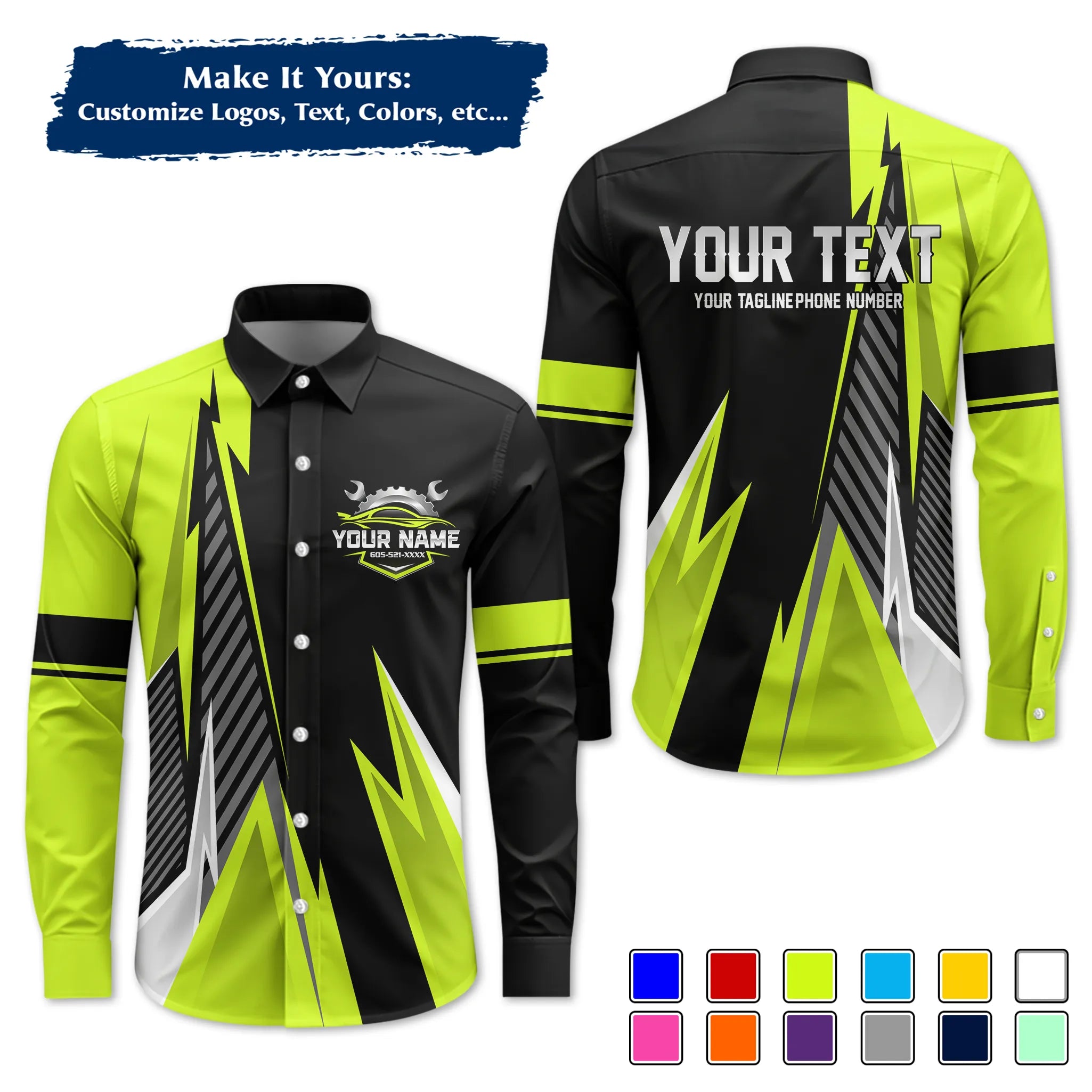 Custom Work Shirt Uniform, Add Company Logo, Name & Phone Number WSHW34