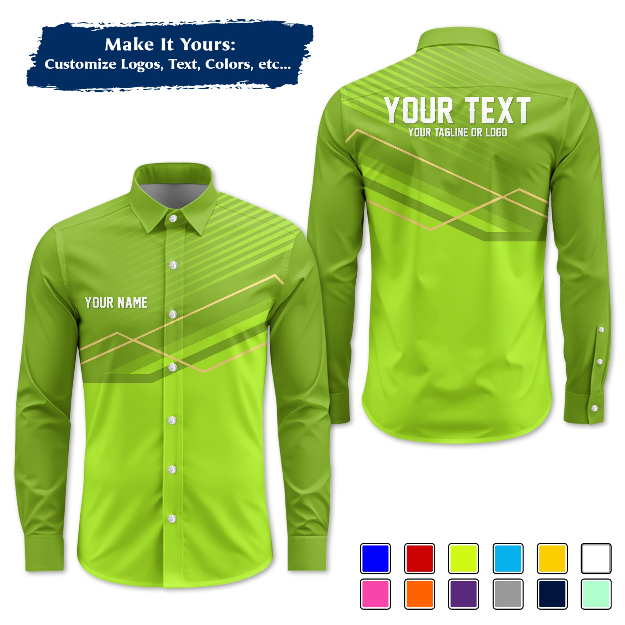 Custom Long-Sleeve Work Shirt Uniform, Personalized with Your Company Logo, Name & Phone WSLS14