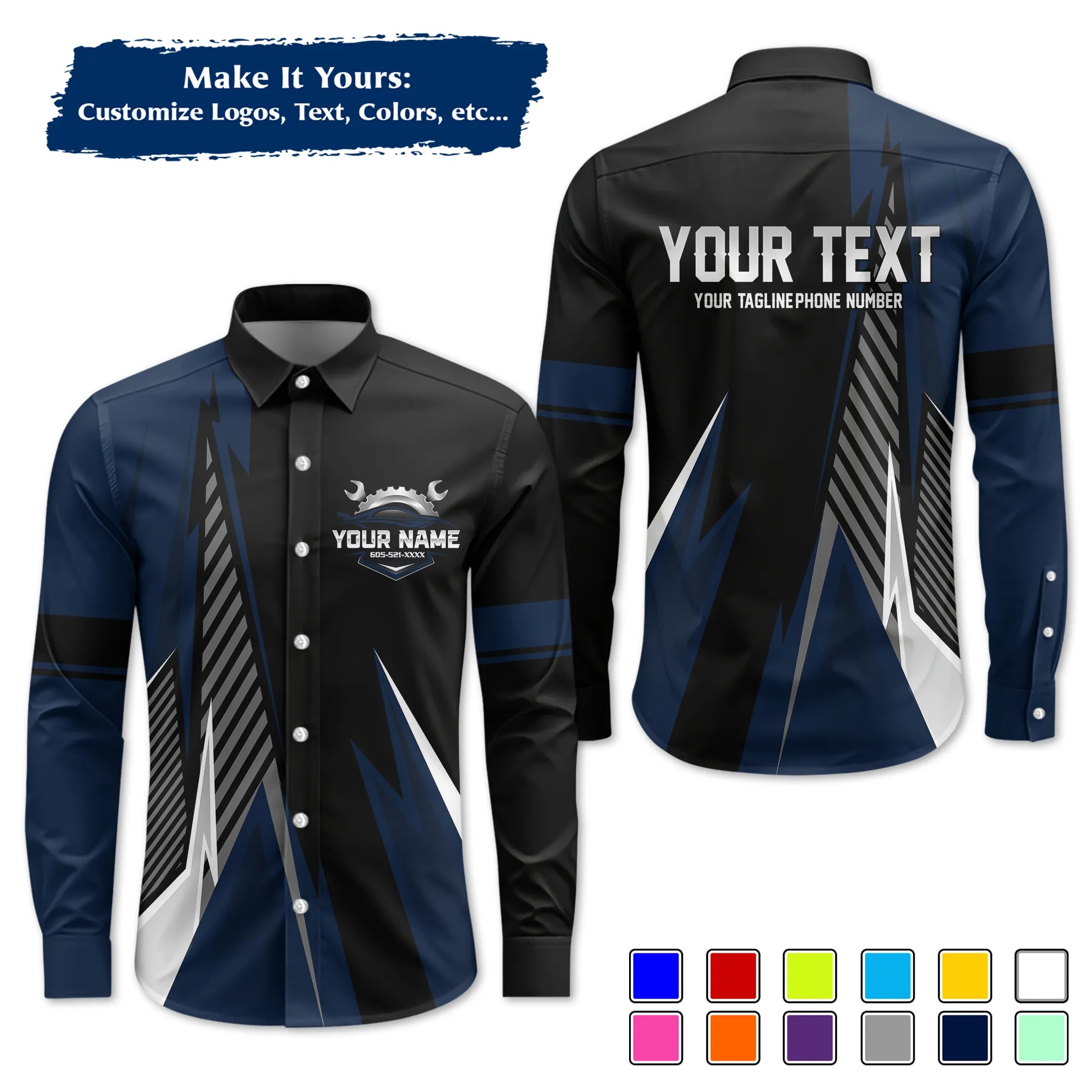 Custom Work Shirt Uniform, Add Company Logo, Name & Phone Number WSHW34