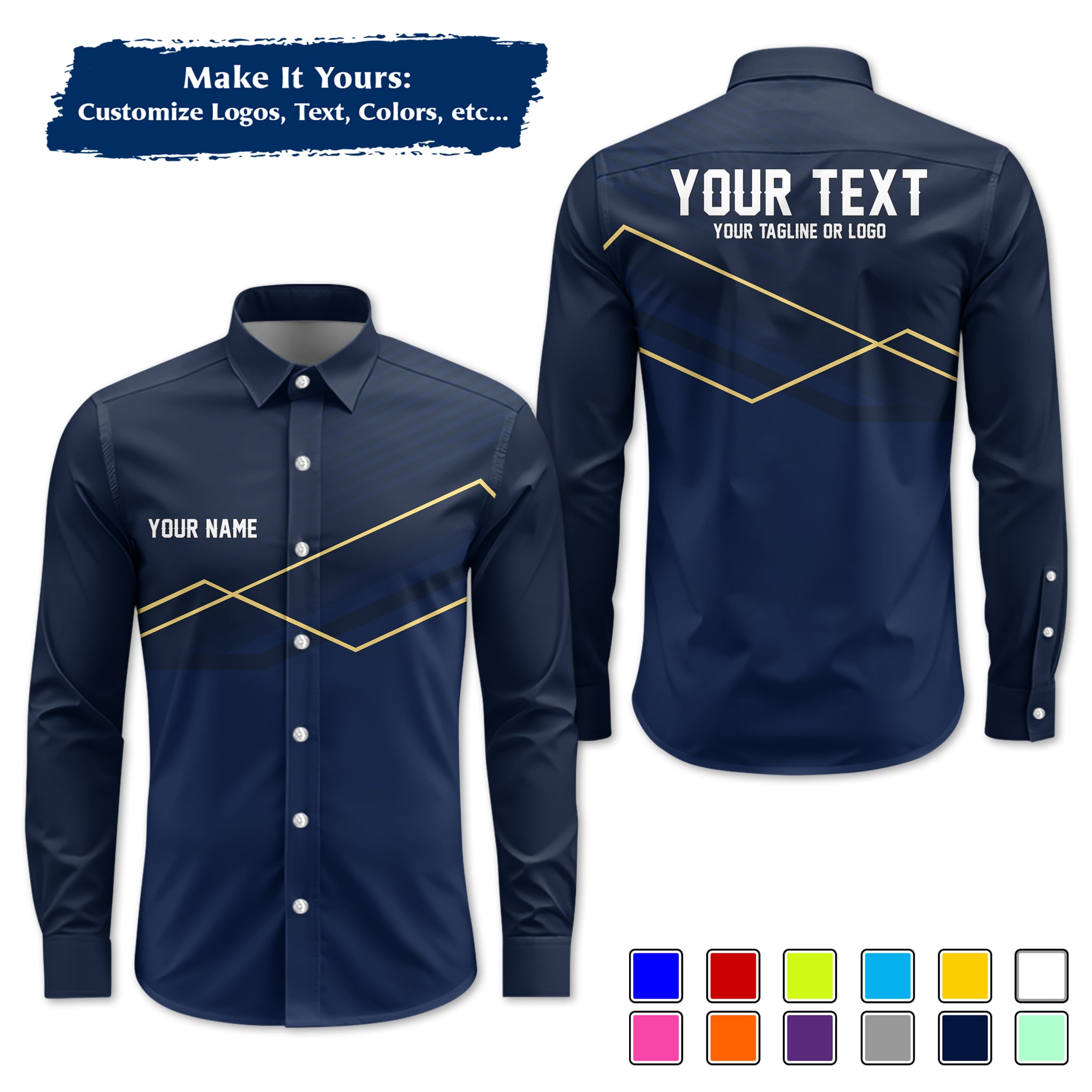 Custom Long-Sleeve Work Shirt Uniform, Personalized with Your Company Logo, Name & Phone WSLS14