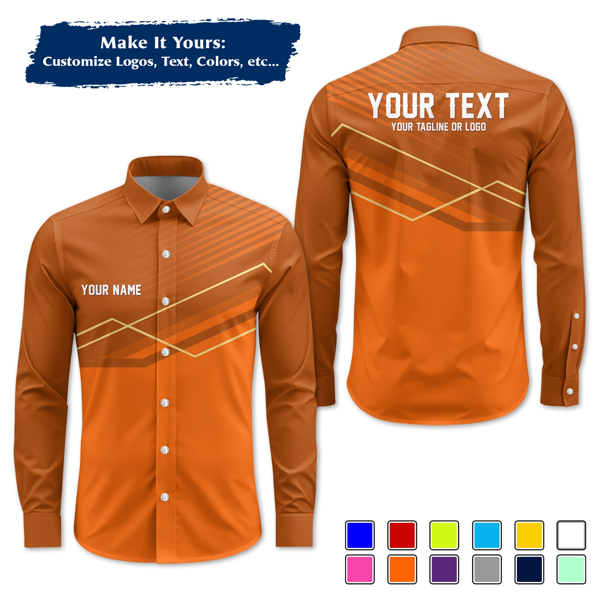 Custom Long-Sleeve Work Shirt Uniform, Personalized with Your Company Logo, Name & Phone WSLS14
