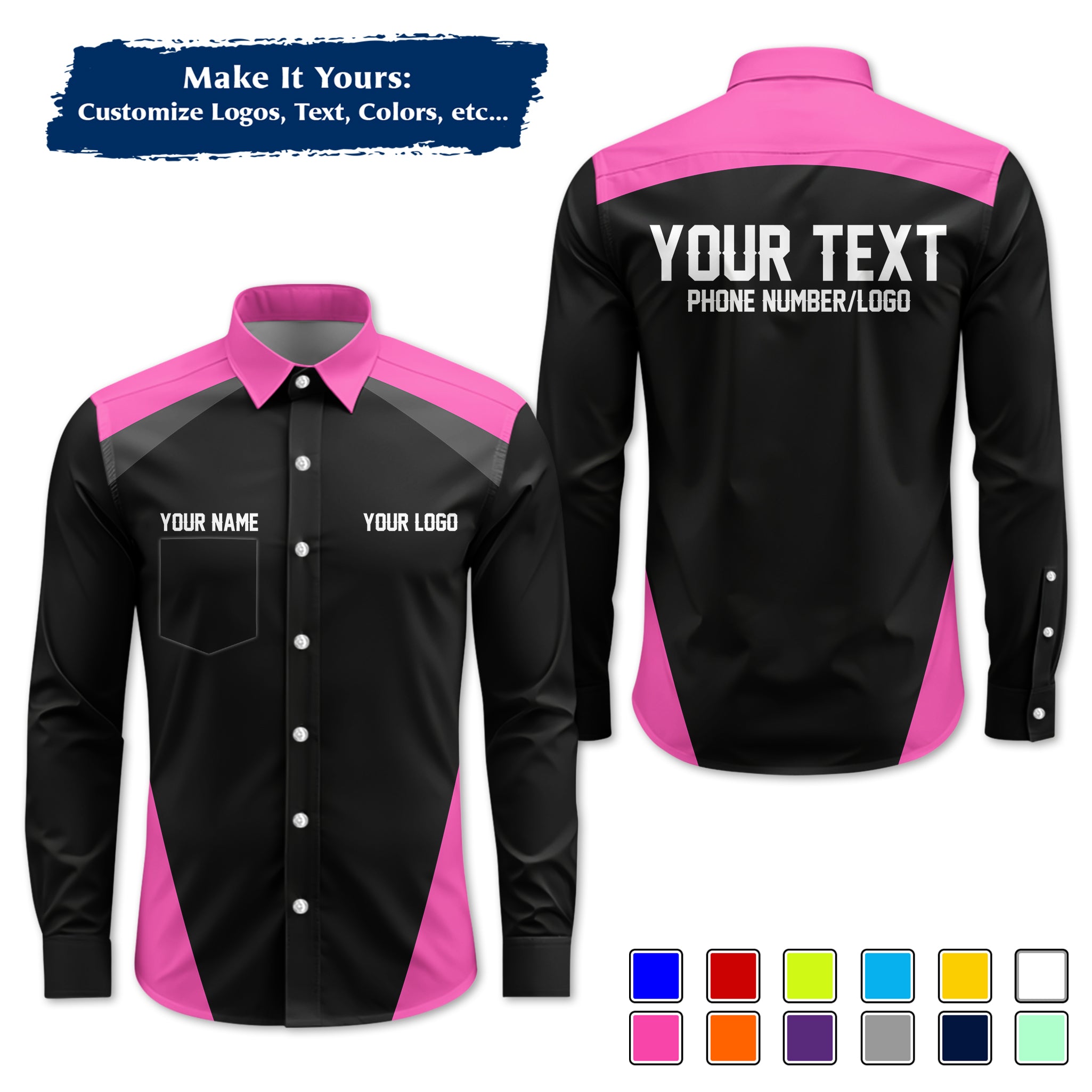 Custom Work Shirt Uniform, Add Company Logo, Name & Phone Number WSHW23