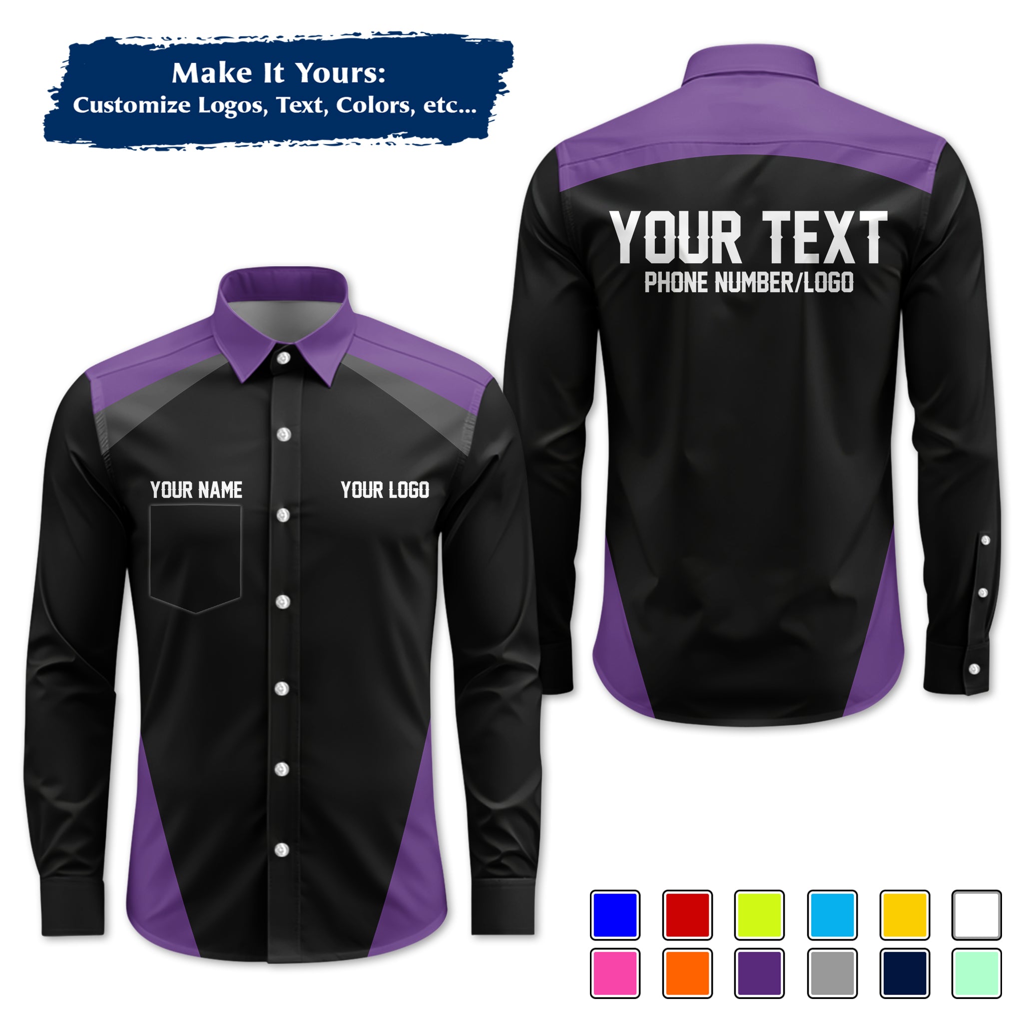 Custom Work Shirt Uniform, Add Company Logo, Name & Phone Number WSHW23